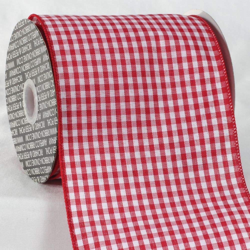 Red and White Checkered Ribbon - 5 Inches x 20 Yards Bulk Roll - Perfect for Gift Wrapping, Party Decorations, DIY Crafts and Scrapbooking