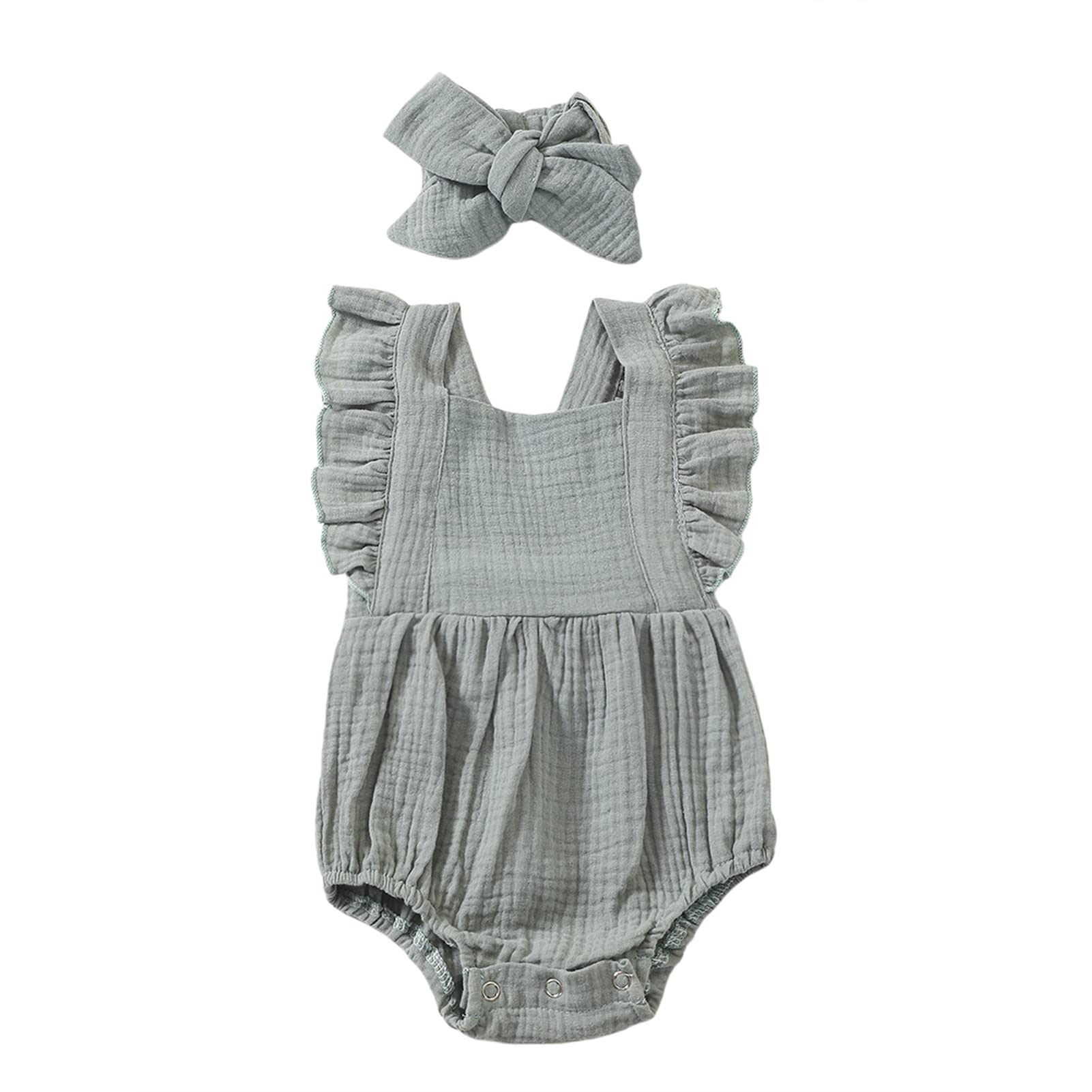 Newborn Baby Girl Romper Outfit - Soft Cotton Bodysuit Playsuit with Fly Sleeves | Summer Infant Jumpsuit for Photoshoots, Playdates & Special Occasions