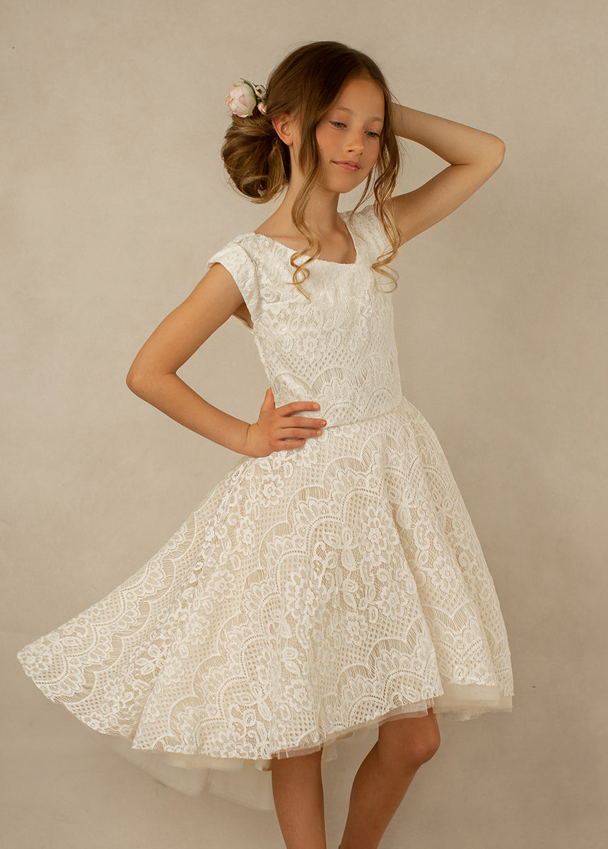 Lezah Cream Flower Girl Dress for Weddings & Special Occasions – Elegant & Comfortable Kids Formal Wear