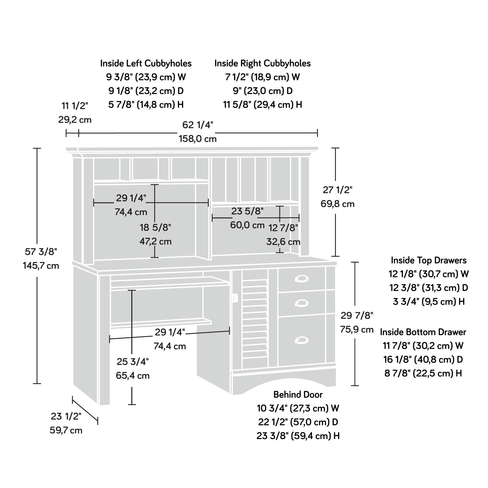 Sauder Harbor View Home Office Computer Desk with Hutch & Keyboard Tray in Curado Cherry Finish - Perfect for Small Spaces, Home Office Setup & Remote Work
