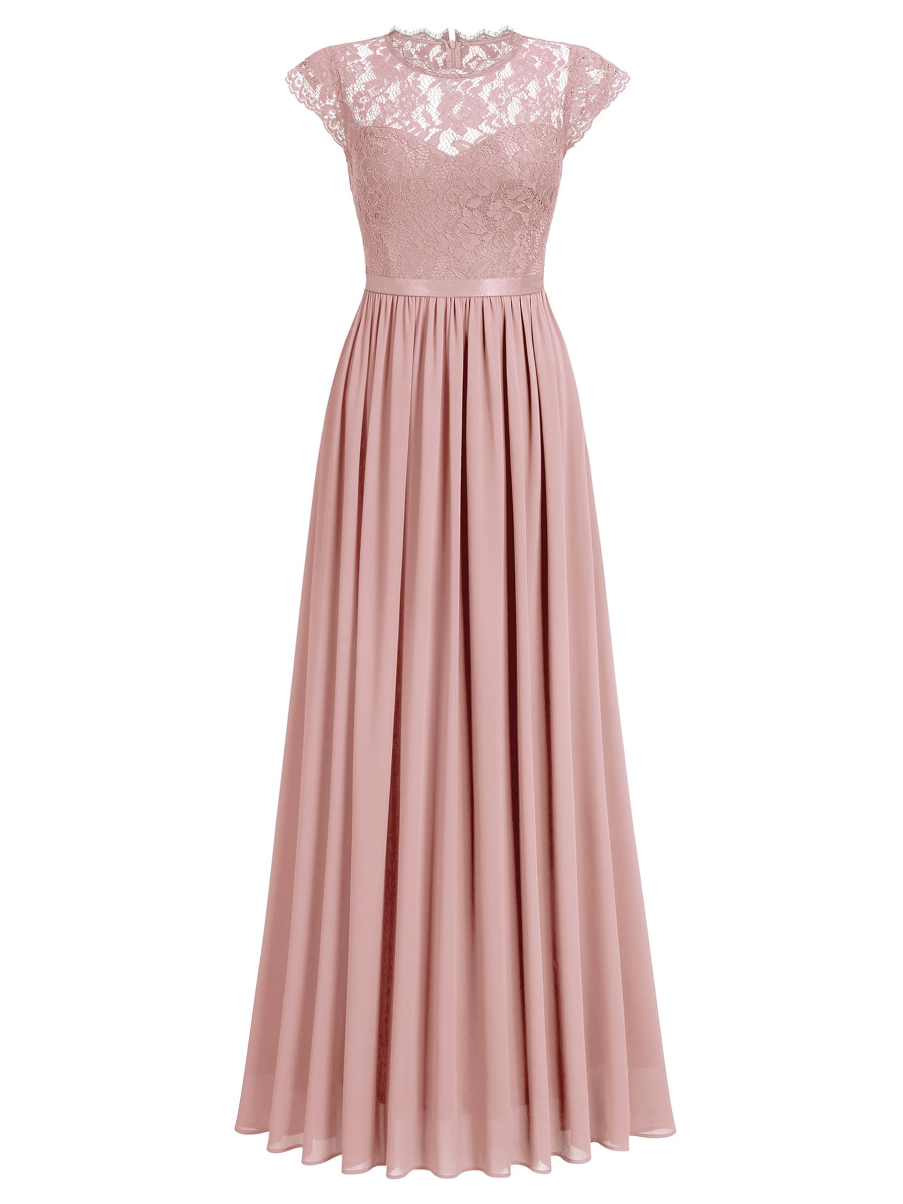 Elegant Miusol Women's Floral Lace Maxi Dress for Evening Party, Wedding, Prom & Special Occasions | Formal Long Gown with Floral Embroidery