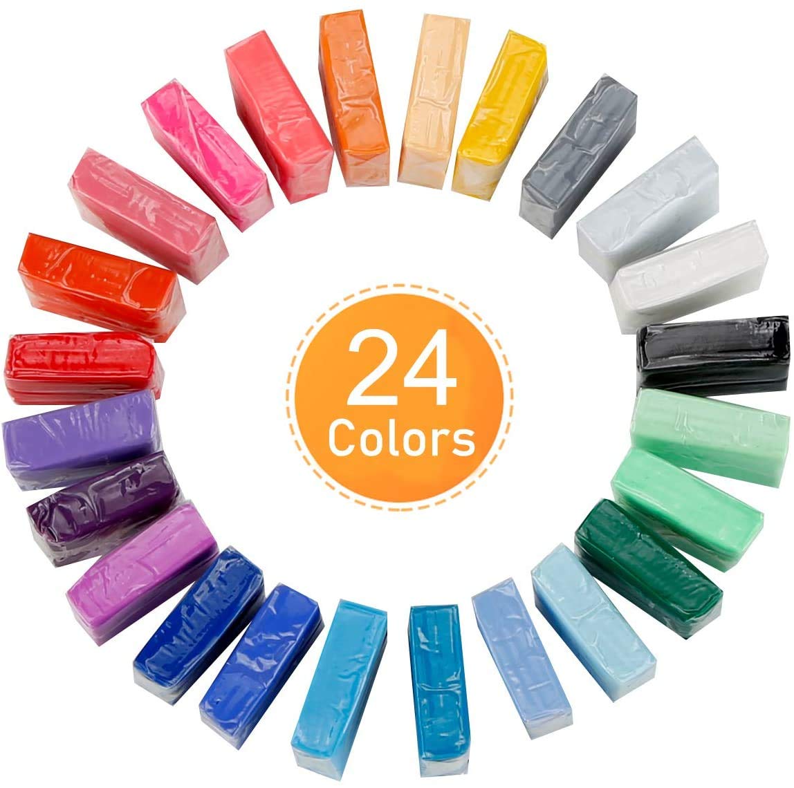 CiaraQ 24 Color Oven Bake Polymer Clay Set - Non-Toxic Modeling Clay for Kids & Adults (0.85lb) - DIY Crafts, Jewelry Making, Sculpting & Home Decor Projects