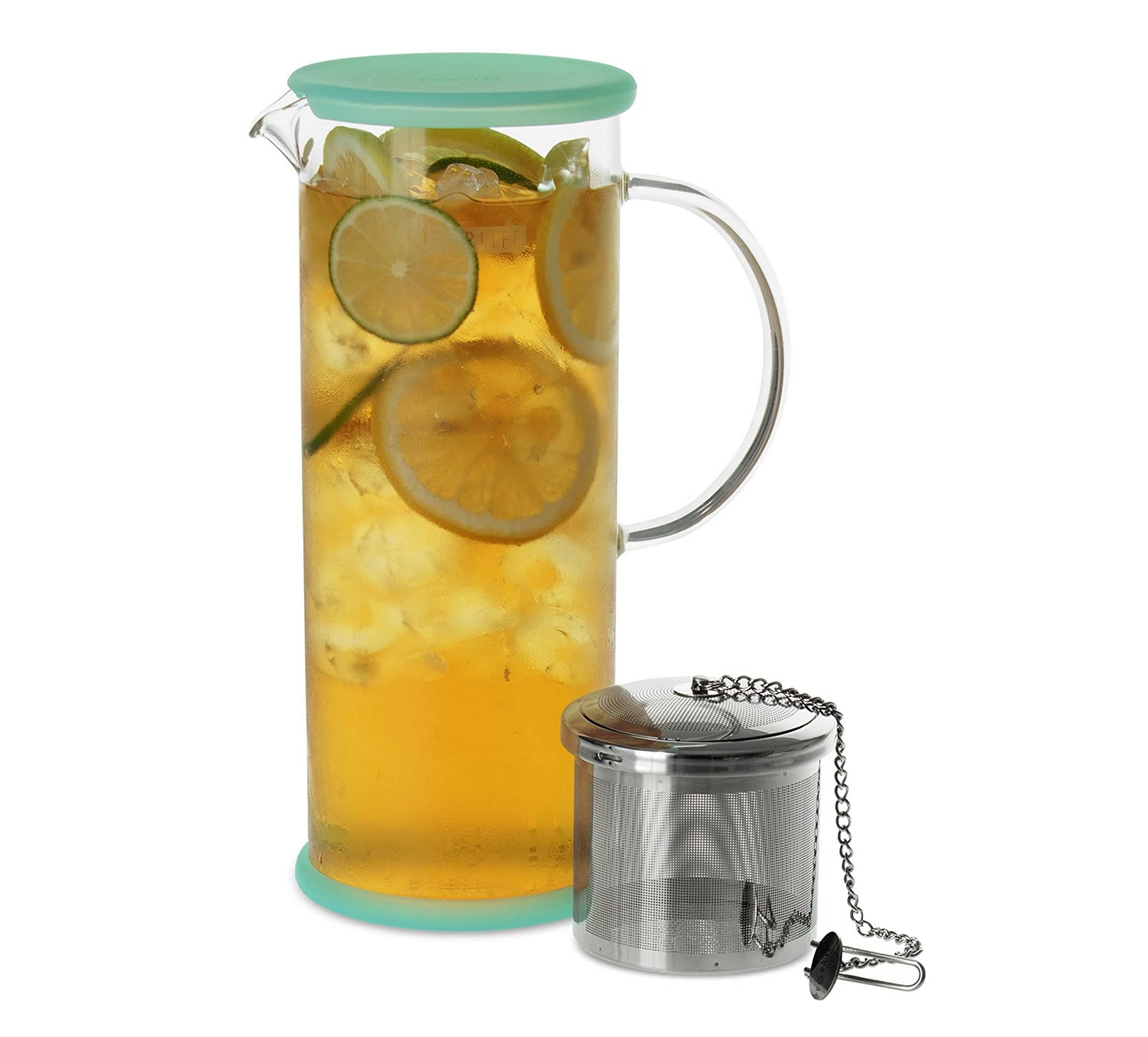 FORLIFE LUCENT 48oz Glass Iced Tea Pitcher with Removable Tea Infuser - BPA-Free, Perfect for Mint Iced Tea, Lemonade & Summer Beverages - Great for Parties, BBQs & Outdoor Gatherings