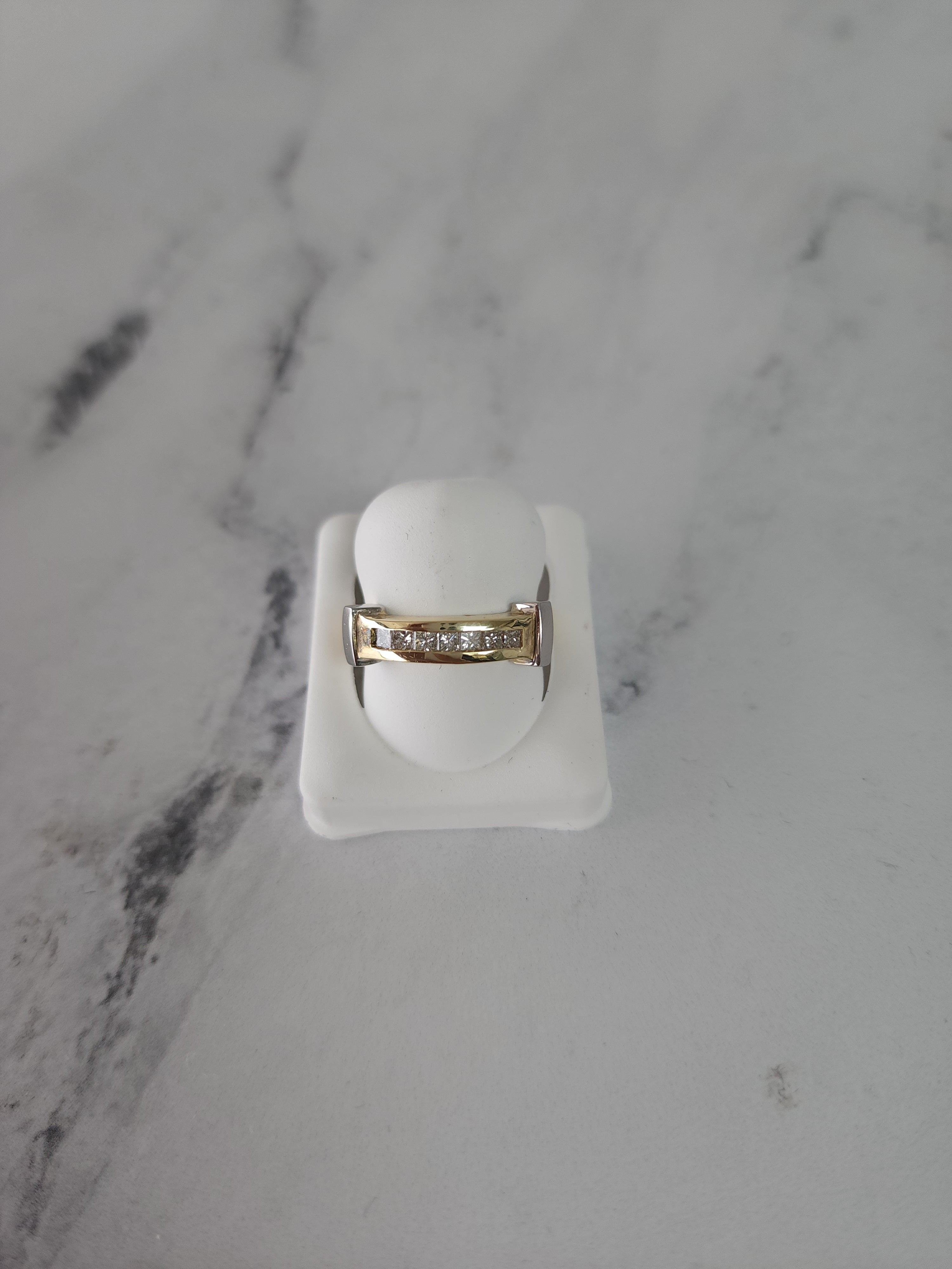 Princess Cut Two-Tone Diamond Wedding Band for Women – Elegant Bridal Ring for Engagement & Anniversary Gifts