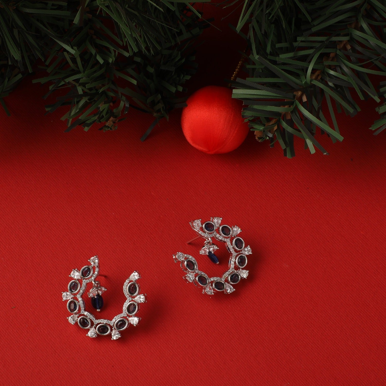 Floral Arc CZ Hoop Earrings for Women - Elegant Cubic Zirconia Flower Dangle Earrings | Perfect for Weddings, Parties & Everyday Wear