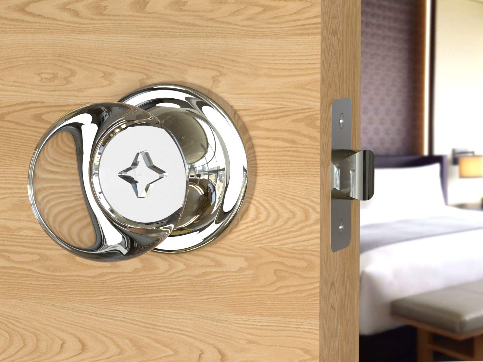 (10 Pack) Chrome Privacy Round Ball Crystal Door Knobs with Rosette - Elegant Hardware for Bedroom, Bathroom & Closet Doors