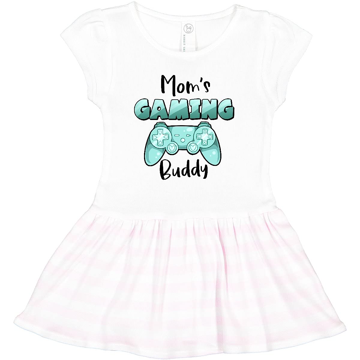 Inktastic Mom's Gaming Buddy - Aqua Controller Toddler Dress for Girls | Cute Gamer Outfit for Toddlers | Perfect for Gaming Parties, Cosplay & Casual Wear