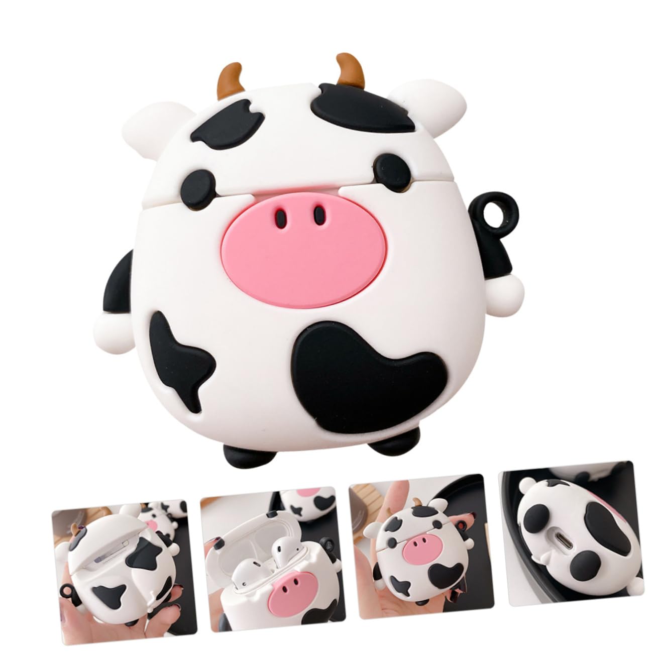 Artibetter 3-Pack Cow Print AirPods Case with Charging Port - Compatible with AirPods 1 & 2, Stylish & Portable Earphone Cover for Women & Men | Perfect for Travel, Gym & Daily Use