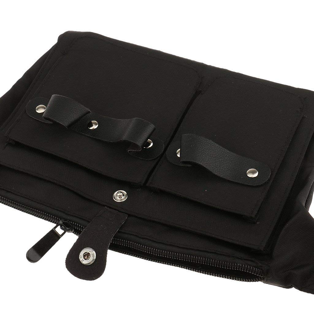 Tubayia Black Canvas Scissor Bag for Hairdressers - Professional Salon Tool Organizer with Belt Clip | Perfect for Hairstylists, Barbers & Beauty Professionals On-The-Go
