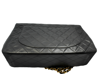 Vintage 1995 Chanel Jumbo XL Maxi Black Quilted Lambskin Single Flap Handbag - Luxury Designer Purse for Women | Perfect for Evening Events, Parties & Special Occasions