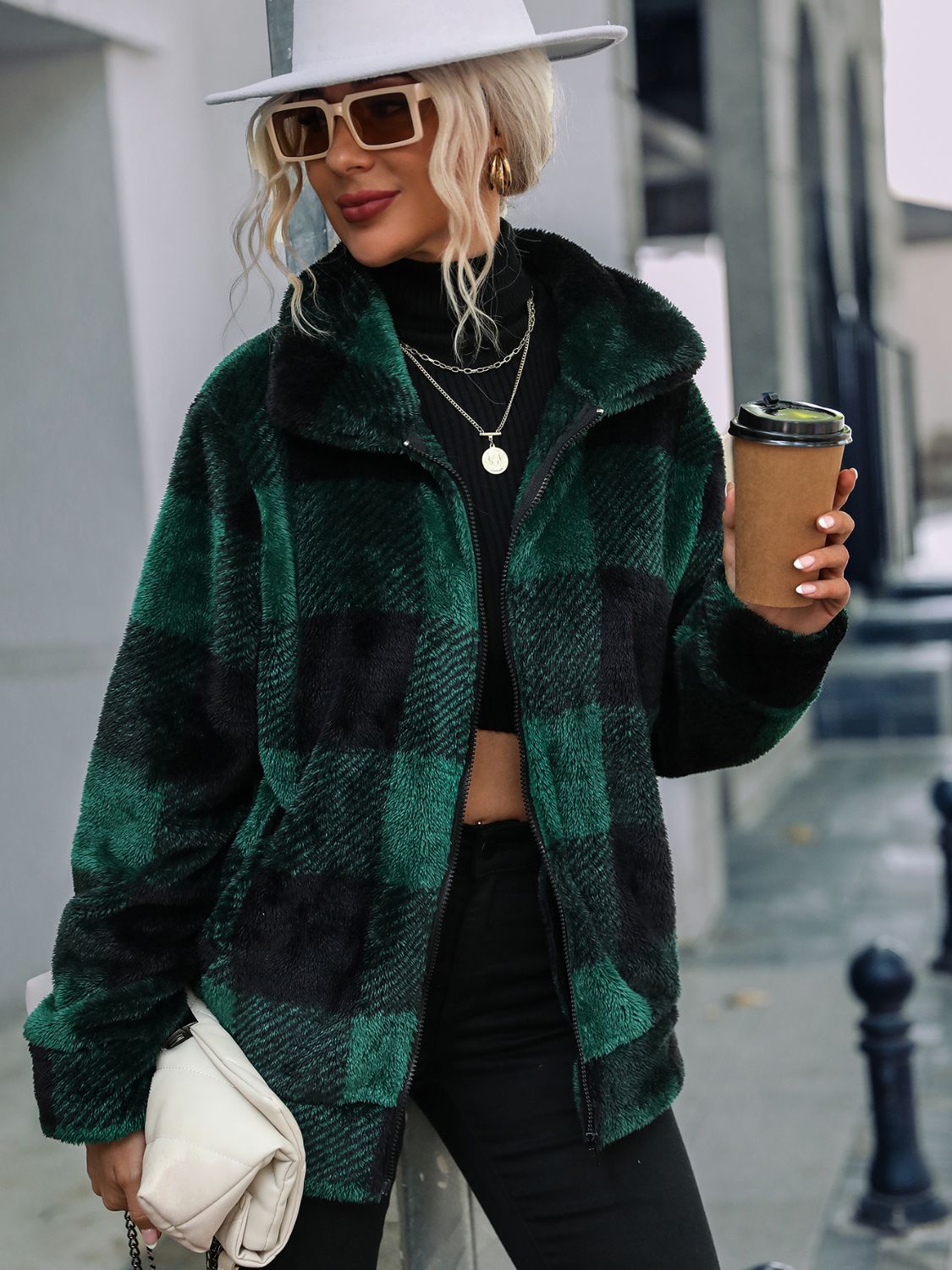 Stylish Plaid Zip-Up Collared Jacket for Men & Women - Perfect for Fall Outfits, Casual Wear & Outdoor Activities