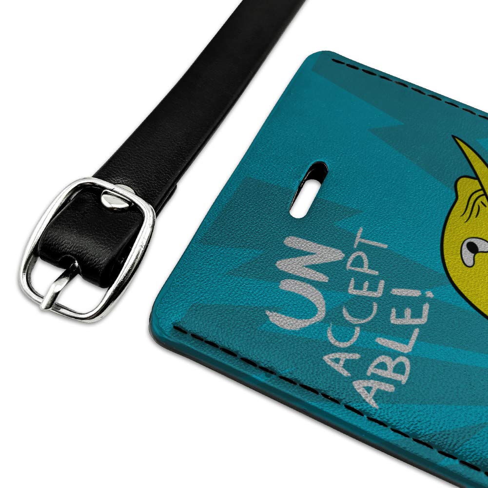 Adventure Time Lemongrab Unacceptable Rectangle Leather Luggage Tag - Durable ID Card Holder for Travel Bags, Backpacks & Suitcases - Perfect for Cosplay, Conventions & Anime Fans