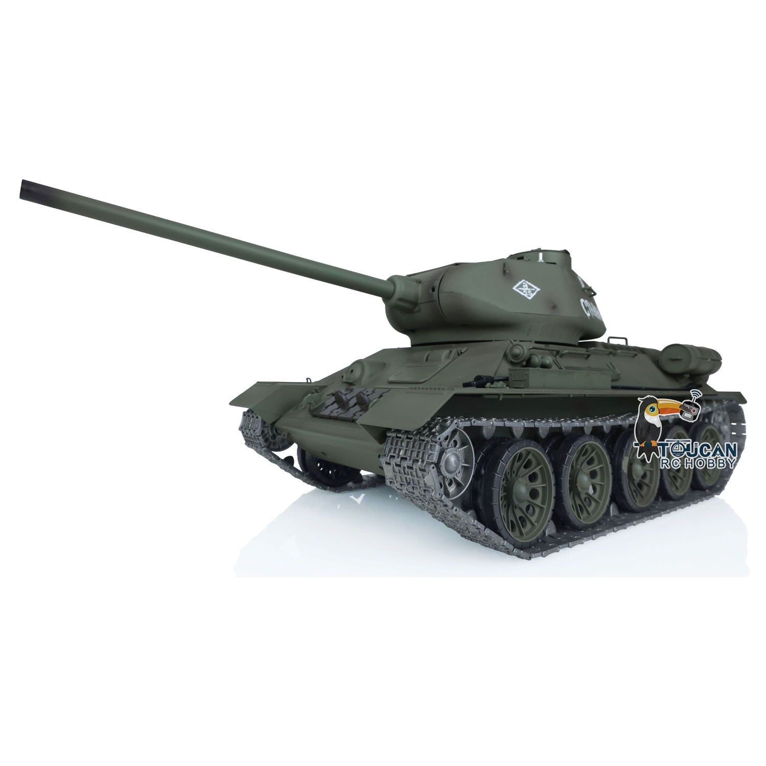 2.4GHz Henglong 1:16 Scale 7.0 Upgraded Soviet T34-85 RTR RC Tank with 360° Rotating Turret, Metal Tracks & Sprockets - Electric Remote Control Military Model for Adults & Kids Outdoor Play, Collection & Battle Simulation