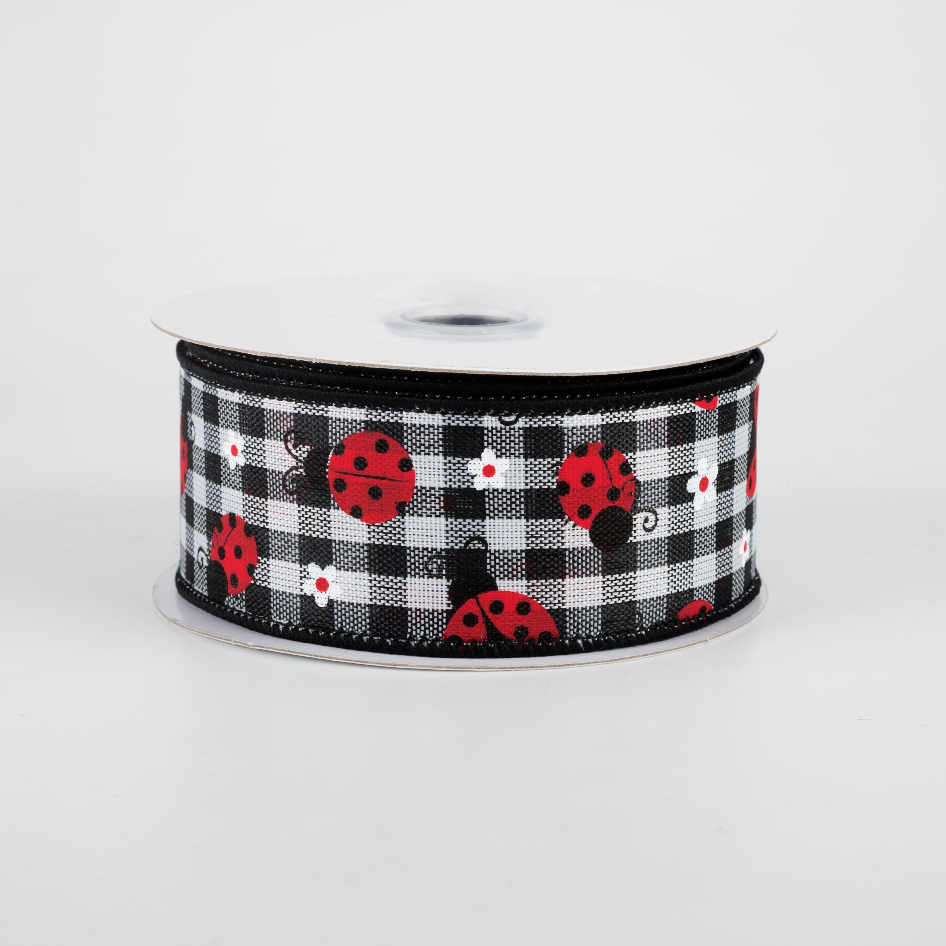 1.5 Inch Mini Ladybugs Check Ribbon - 10 Yards Red & Black Gingham Ribbon for Gift Wrapping, Scrapbooking, and DIY Crafts