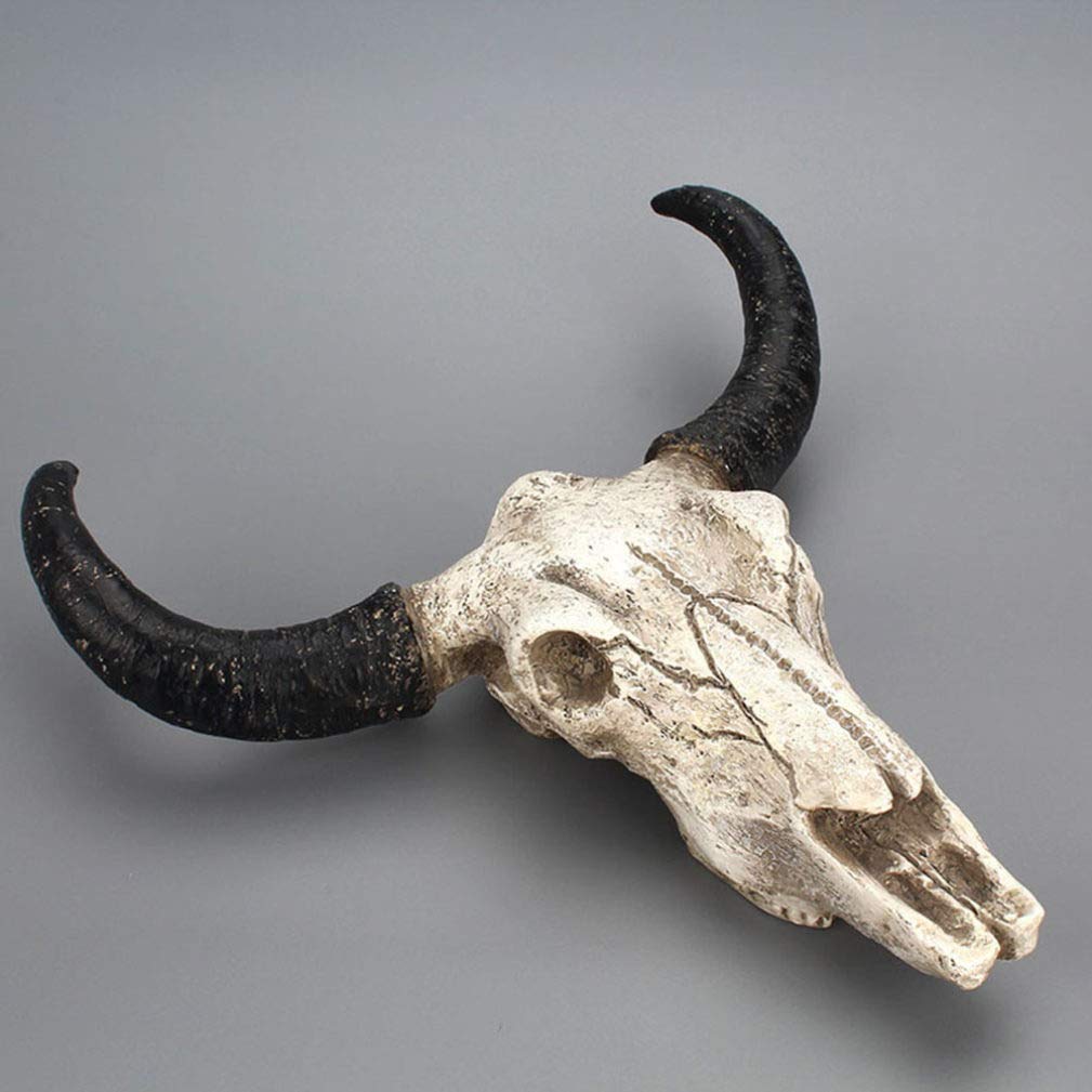 Resin Longhorn Cow Skull Wall Decor - 3D Animal Sculpture for Western Home, Ranch, or Bar | Wildlife Figurine for Cabin, Man Cave & Southwestern Interior Design