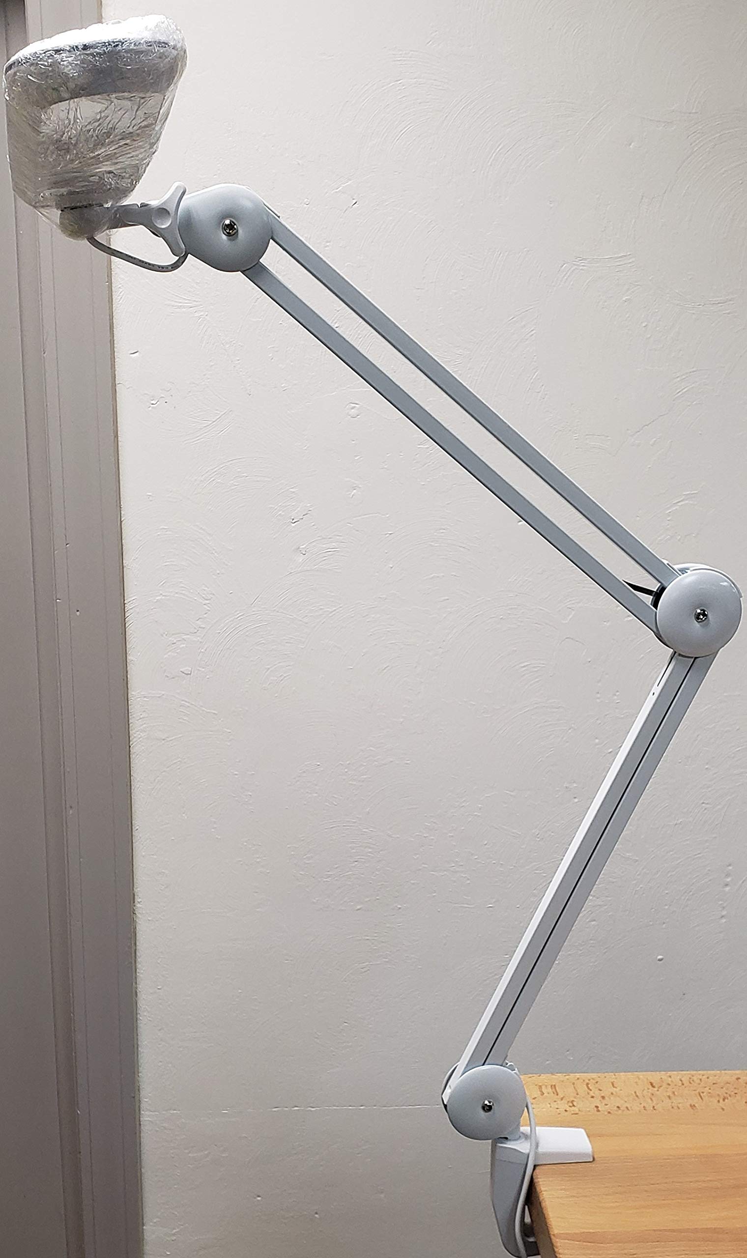 TekLine 39502 Adjustable LED Desk Clamp Lamp - 60 Bright Daylight White LEDs for Office, Study, Reading & Crafting - Space-Saving Task Light for Home, Dorm & Workspace