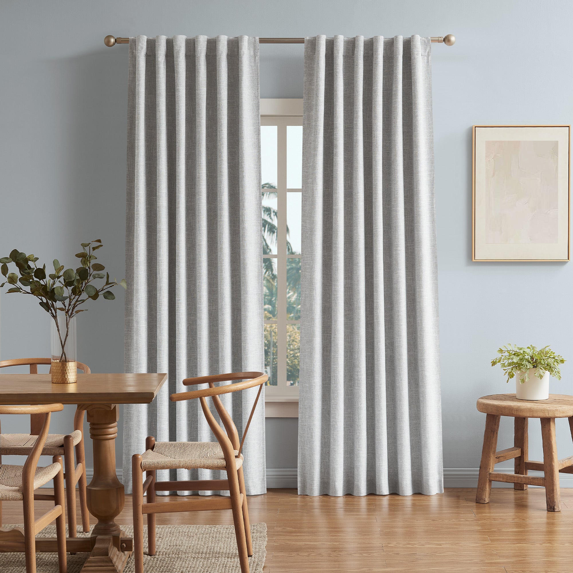 Zaab Silver Flynn Blockout Single Concealed Tab Curtain - Blackout Window Treatment for Bedroom & Living Room Privacy