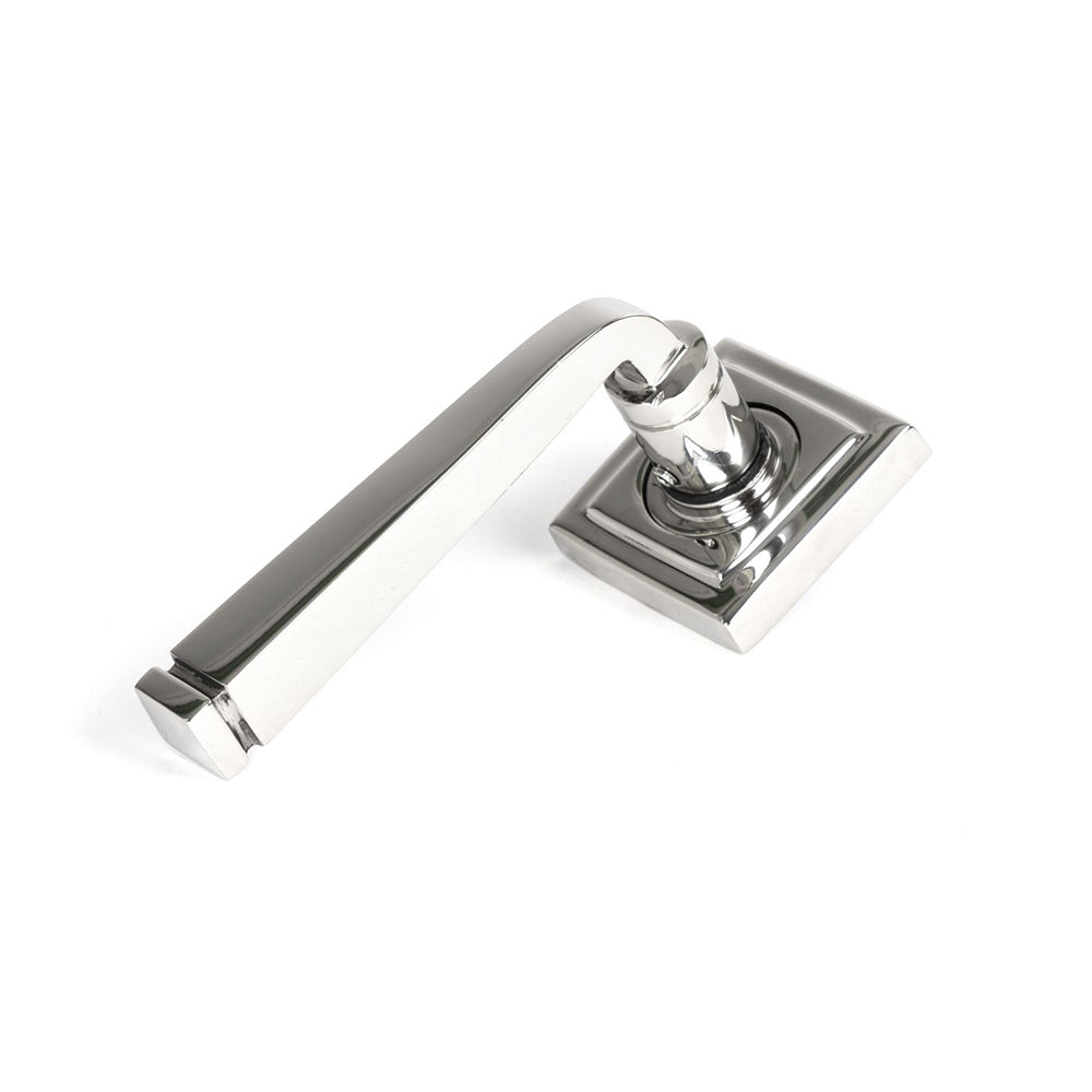 Polished Stainless Steel Avon Lever Door Handles - Square Rose Design for Interior & Exterior Doors - Perfect for Home, Office, and Commercial Spaces