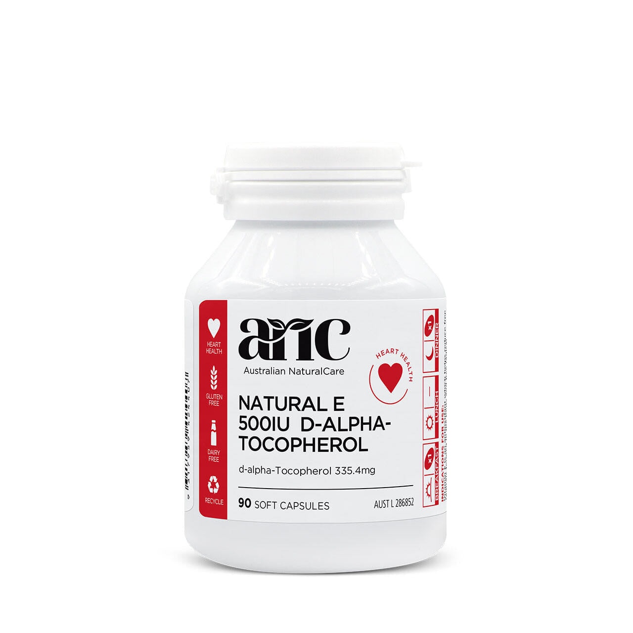 Australian Natural Care Natural Vitamin E 500 IU 90 Capsules - Antioxidant Supplement for Skin, Hair & Immune Support - Perfect for Daily Wellness & Anti-Aging Routine