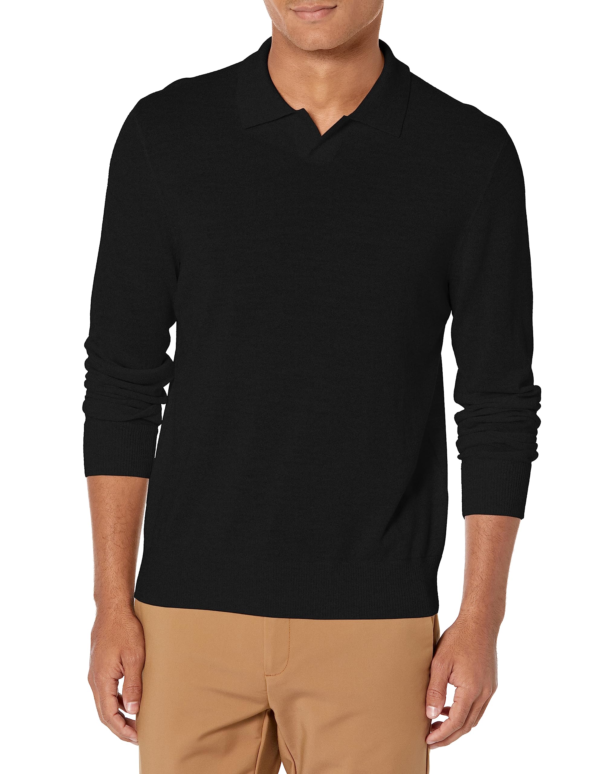 Vince Men's Merino Johnny Collar Polo Shirt - Soft Breathable Wool Blend Slim Fit Casual Top for Work, Golf & Business Meetings