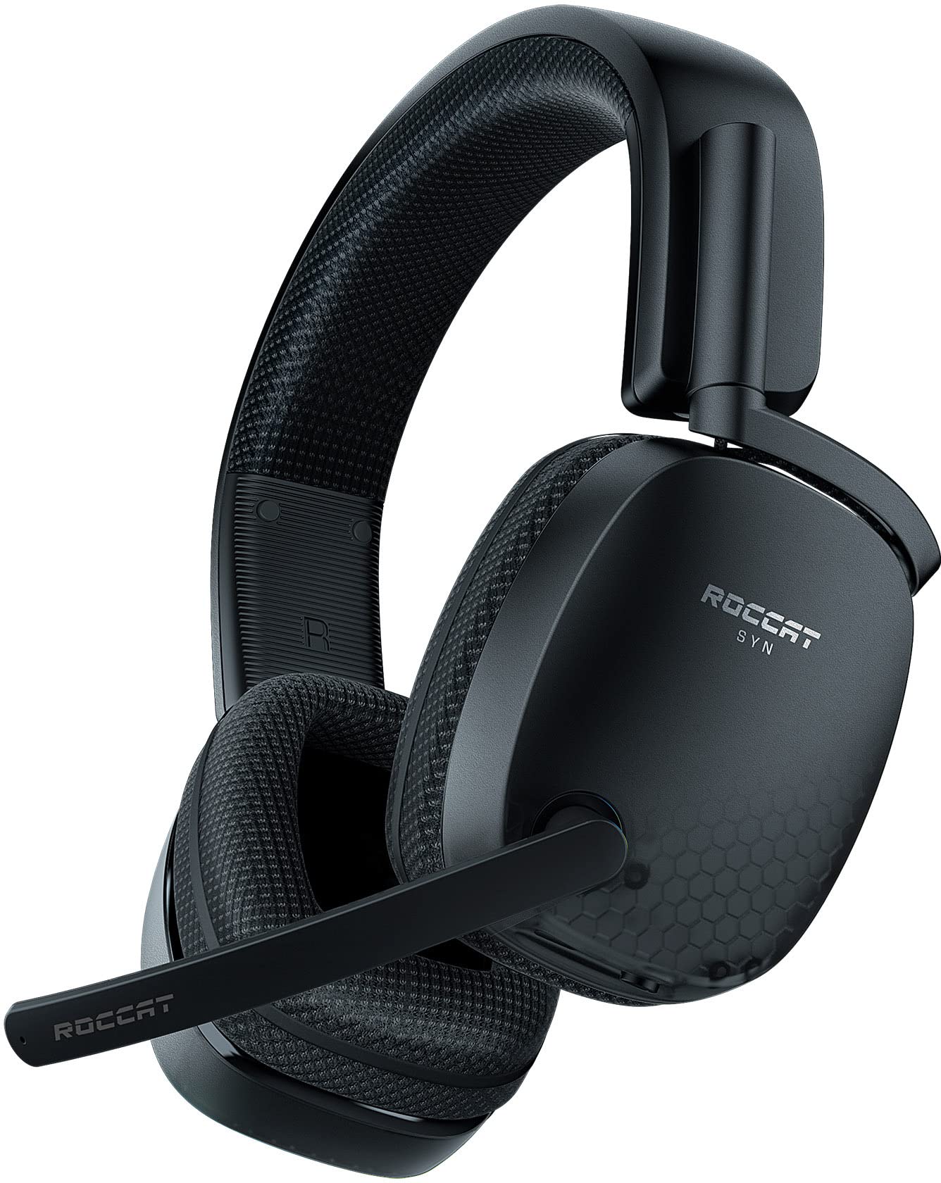 ROCCAT Syn Pro Air Wireless Gaming Headset for PC - Lightweight Design with 3D Surround Sound, Noise-Cancelling Mic, RGB AIMO Lighting & 24-Hour Battery Life - Large Black Computer Headphones for Competitive Gaming, Streaming & Esports