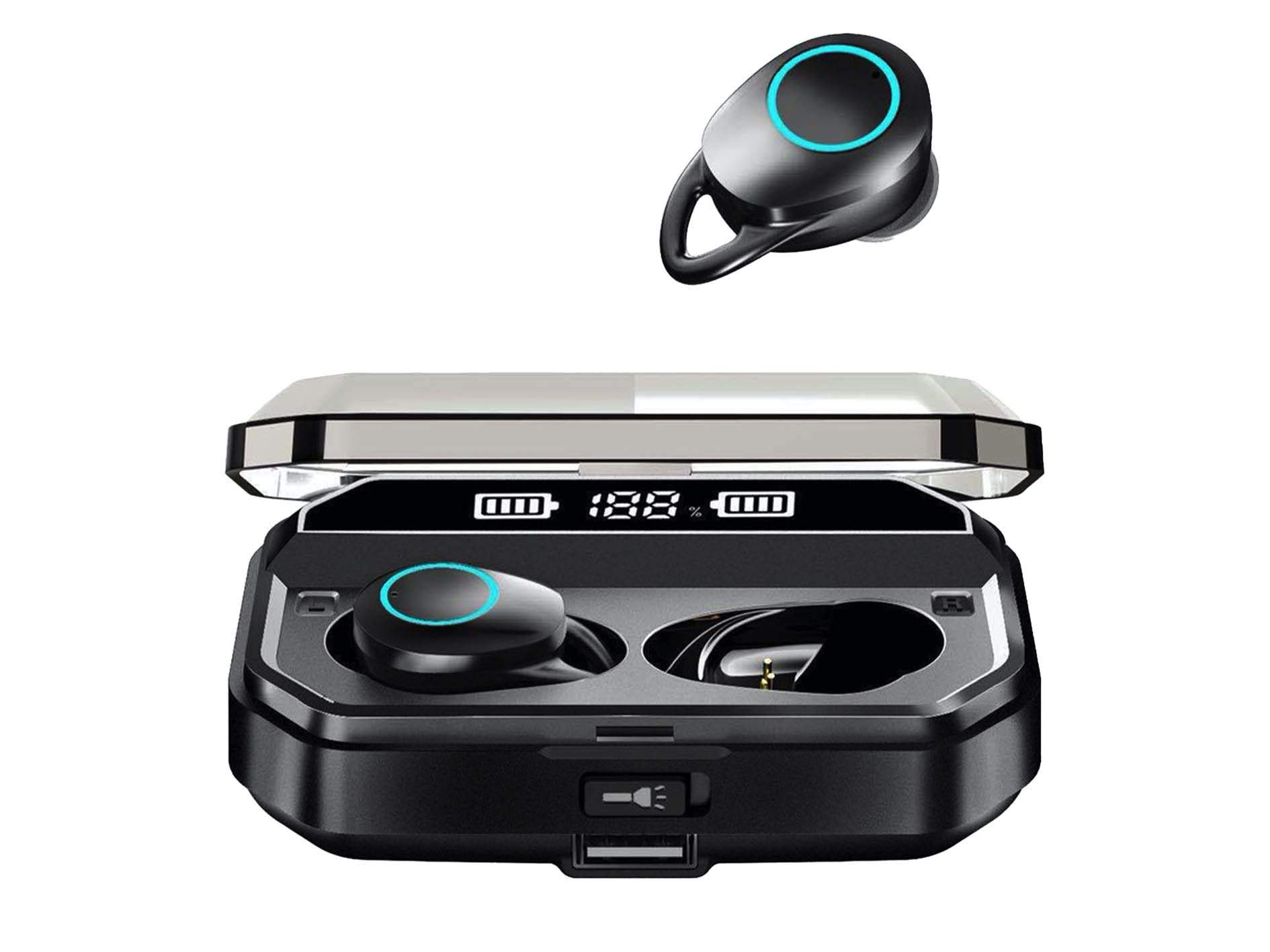 UScarmen Wireless Bluetooth Earbuds with Charging Case - HiFi Sound, Deep Bass, Built-in Mic, LED Display for Sports & Workout - Perfect for Running, Gym & Commuting (Black)