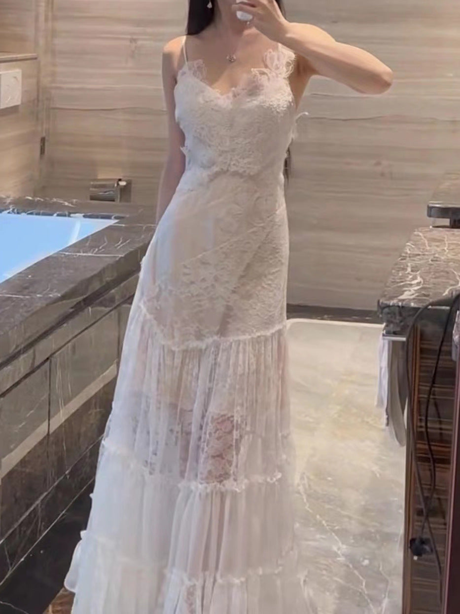 2025 Trendy Lightweight White Strappy Summer Dress - Elegant & Feminine Muse Fan Design for Casual Outings, Beach Vacations & Date Nights