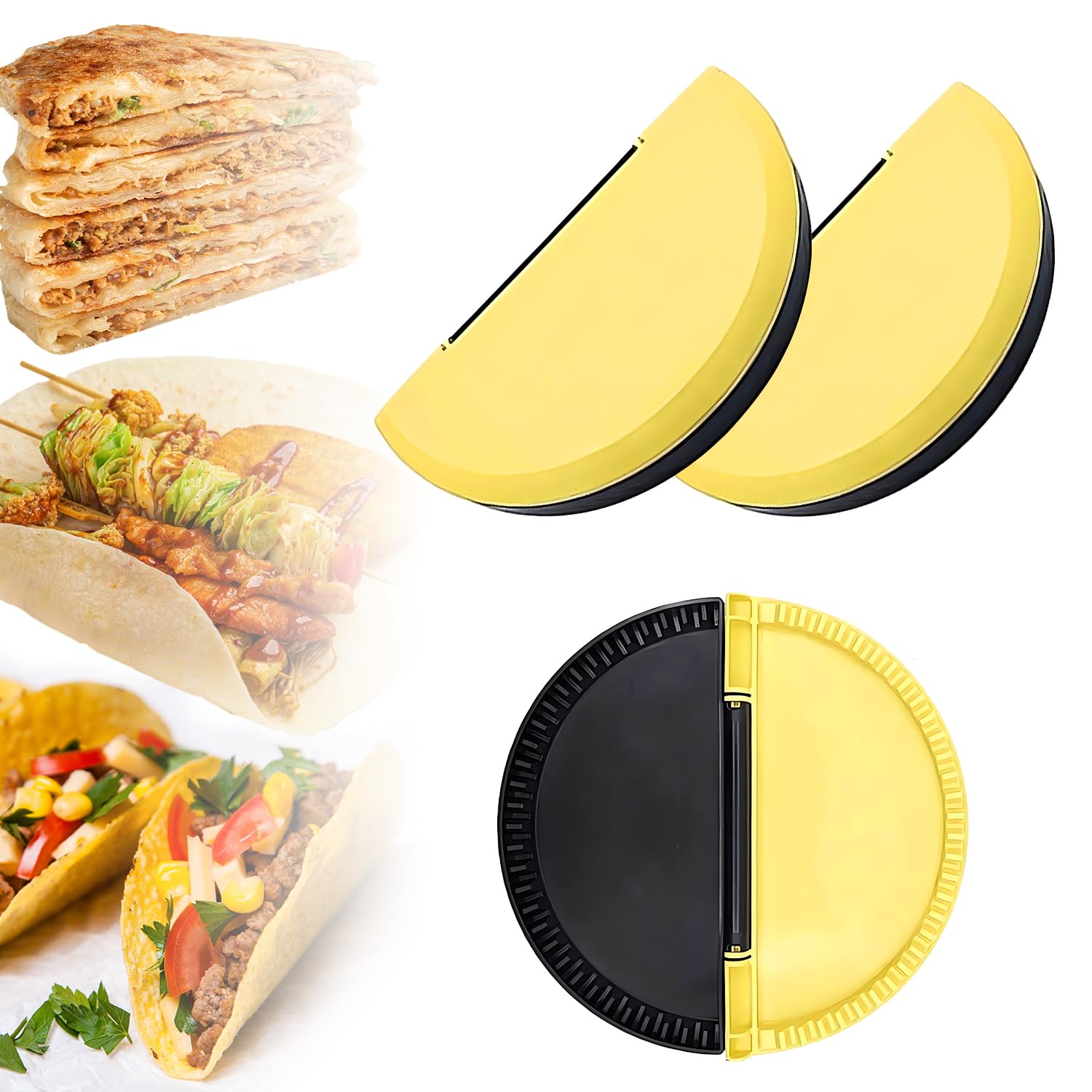 2PCS Tortilla Sealer - Multifunctional Tortilla Crimper & Folder for Burritos, Calzones, Enchiladas | Easy-to-Use Breakfast Meal Prep Containers | Perfect for Home Cooking, Picnics & Quick Meals
