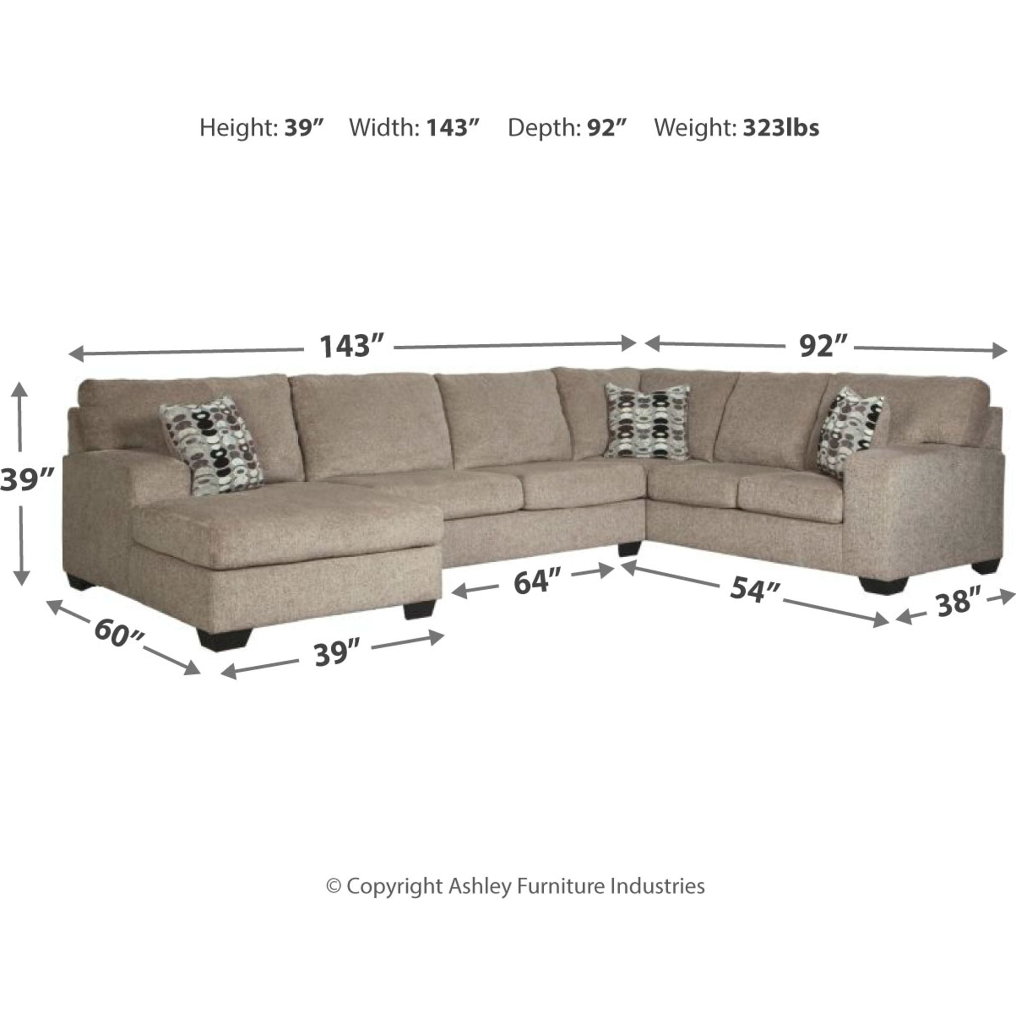Ballinasloe 3-Piece Sectional Sofa with Chaise Lounge | Modern L-Shaped Couch for Living Room, Family Room & Apartment | Comfortable Fabric Sectional with Reversible Chaise