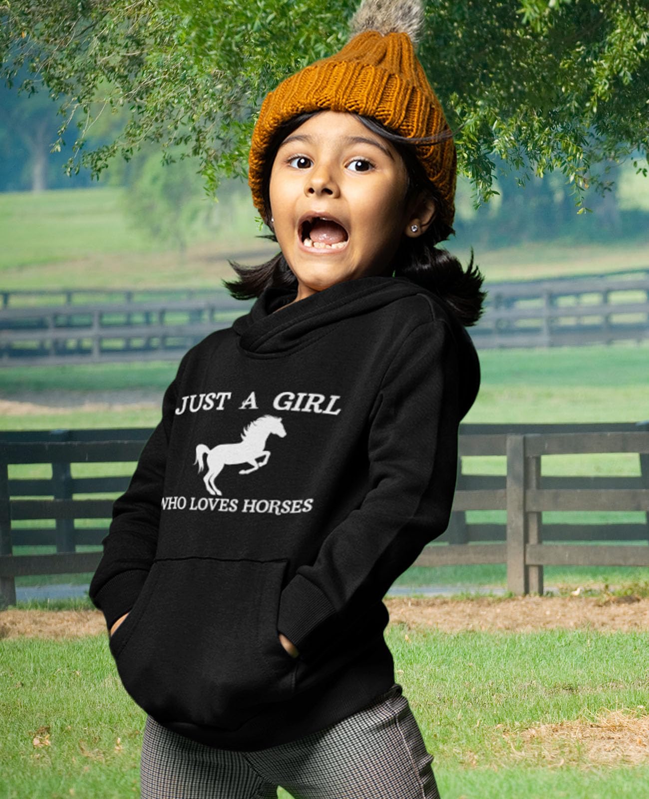 Just a Girl Who Loves Horses Hoodie - Cute Equestrian Riding Sweatshirt for Girls & Kids | Perfect Horseback Riding Gift & Casual Wear