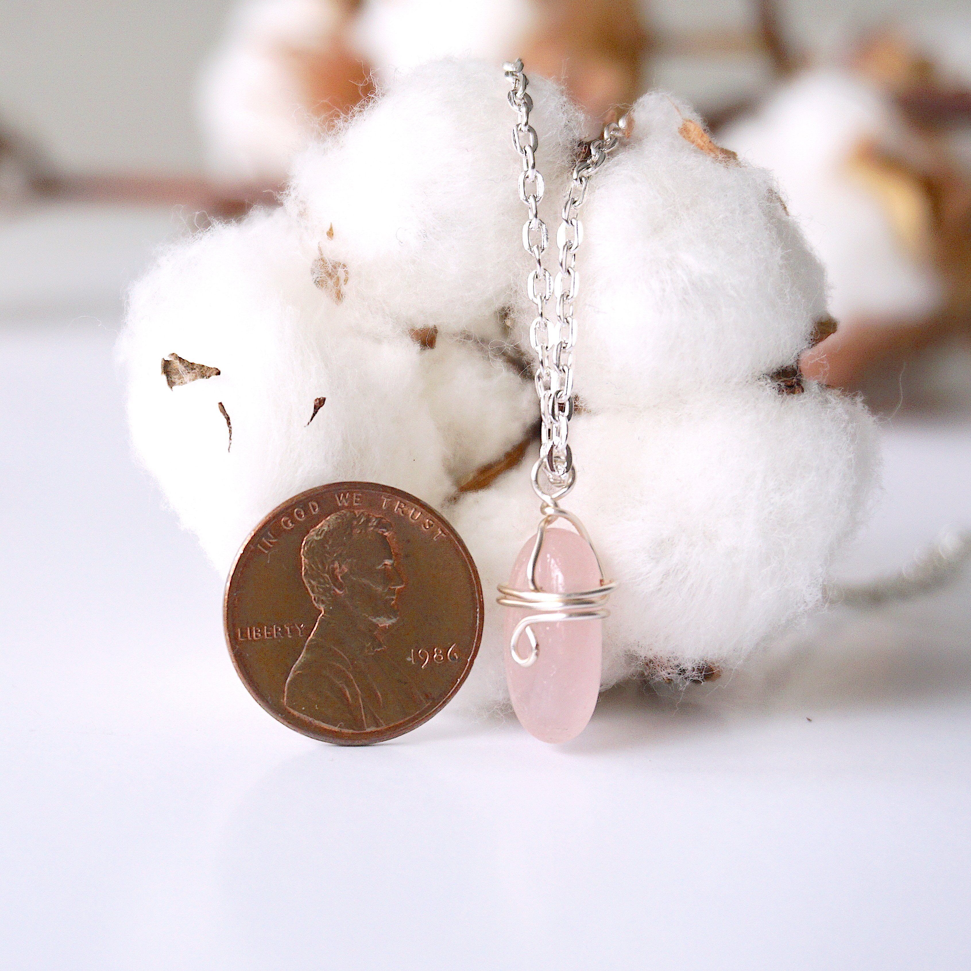 Rose Quartz Necklace for Women - Sterling Silver Plated Healing Crystal Jewelry - Perfect for Meditation, Gifts & Everyday Wear