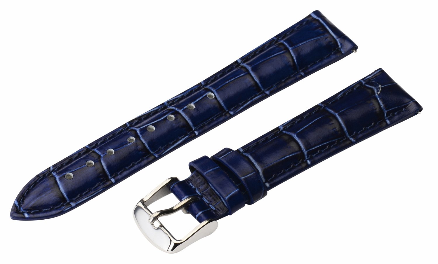 Clockwork Synergy 2-Piece Classic Crocodile Grain Stainless Steel Leather Watch Band Straps - Navy Blue - 26mm for Men & Women - Perfect for Dress Watches, Business Attire & Formal Occasions