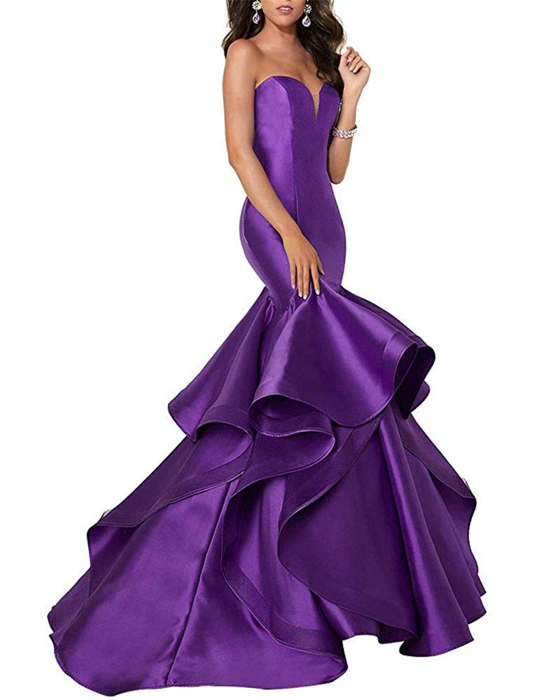 AI Maria Women's Elegant Mermaid Prom Evening Party Dresses - Tiered Formal Gown for Homecoming, Wedding Guest & Special Occasions