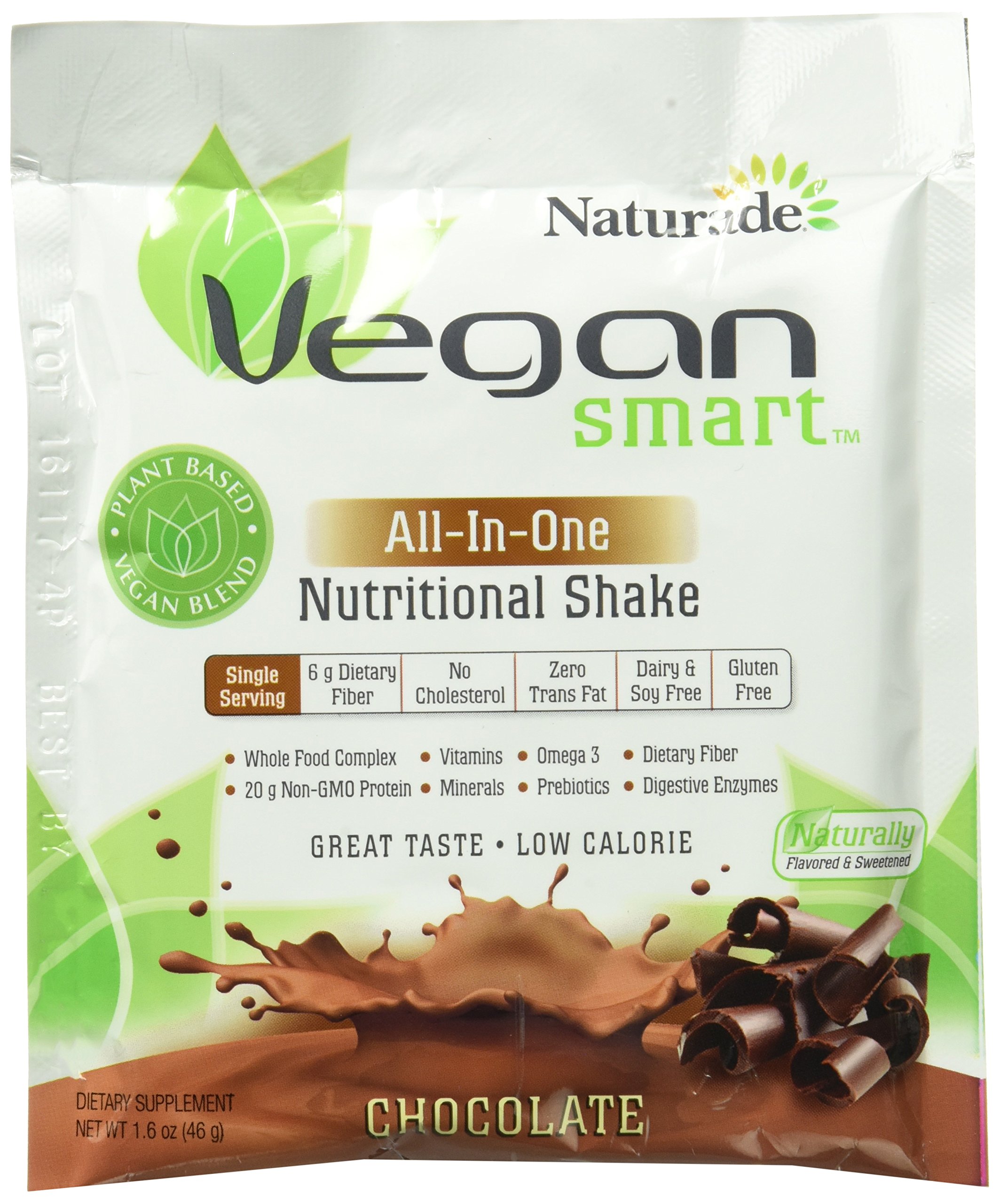 Naturade VeganSmart Plant-Based Protein Powder - Chocolate Flavor, 1.6 oz | All-in-One Nutritional Shake for Vegans | Perfect for Post-Workout Recovery & Healthy Meal Replacement