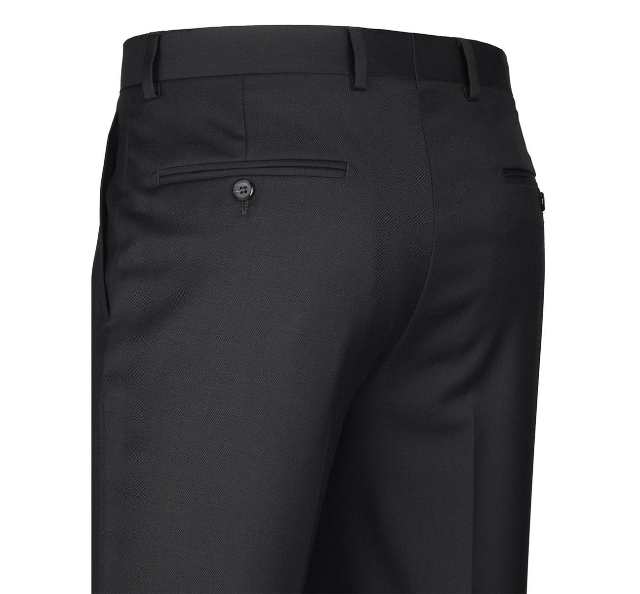 Alessandro Vitello by Renoir Black Slim Fit Flat Front Wool Suit Pants 508 - Premium Business & Formal Wear for Office, Weddings & Special Occasions