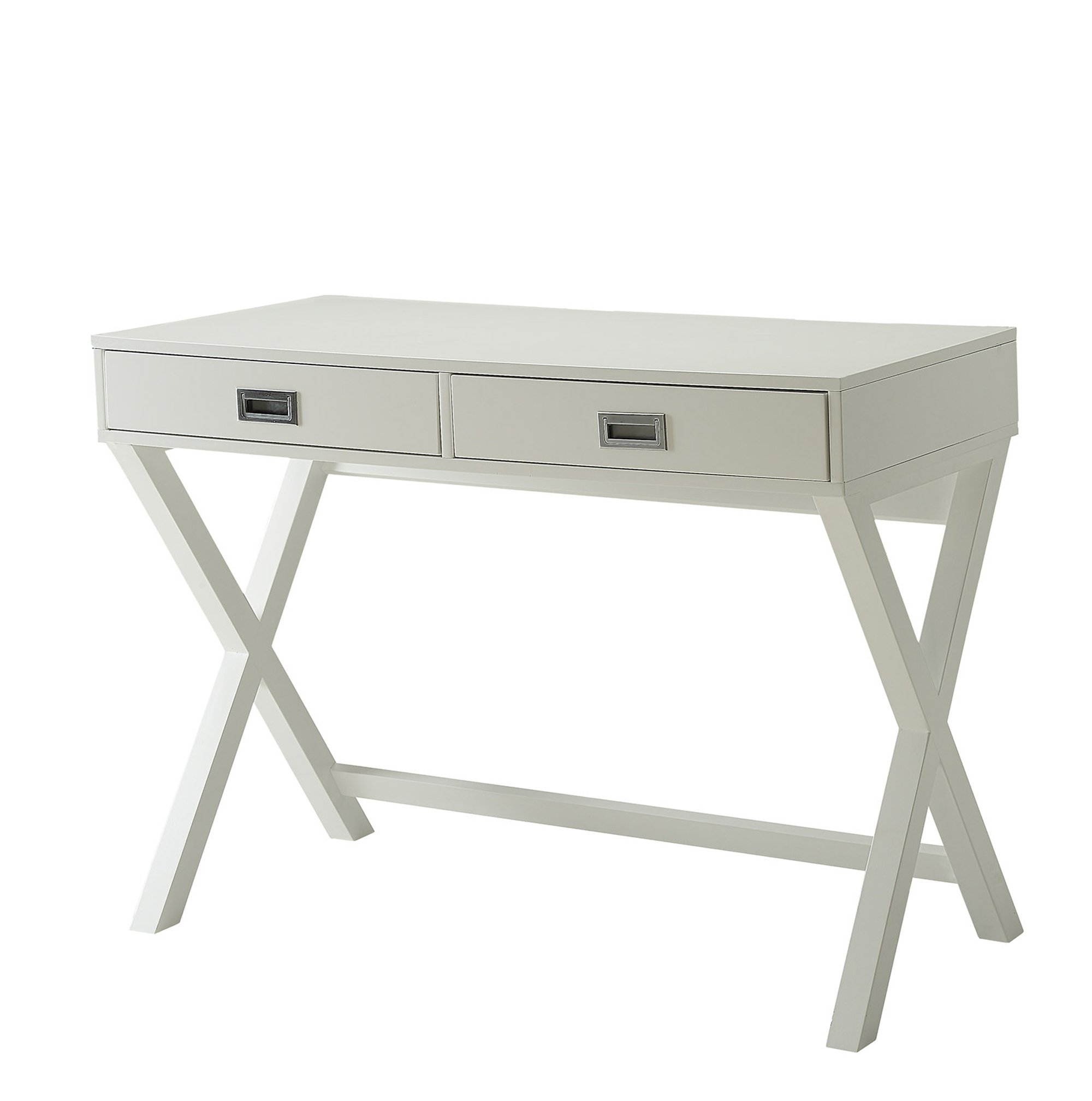 Convenience Concepts Designs2Go Landon Desk - White Modern Writing Desk for Home Office, Study & Workspace - Compact & Stylish Workstation for Small Spaces