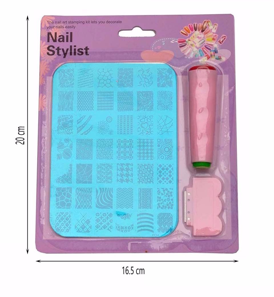 FOK Stamping Nail Art Kit with French Manicure Tip Stickers - DIY Nail Design Set for Home Salon, Party & Gift Giving