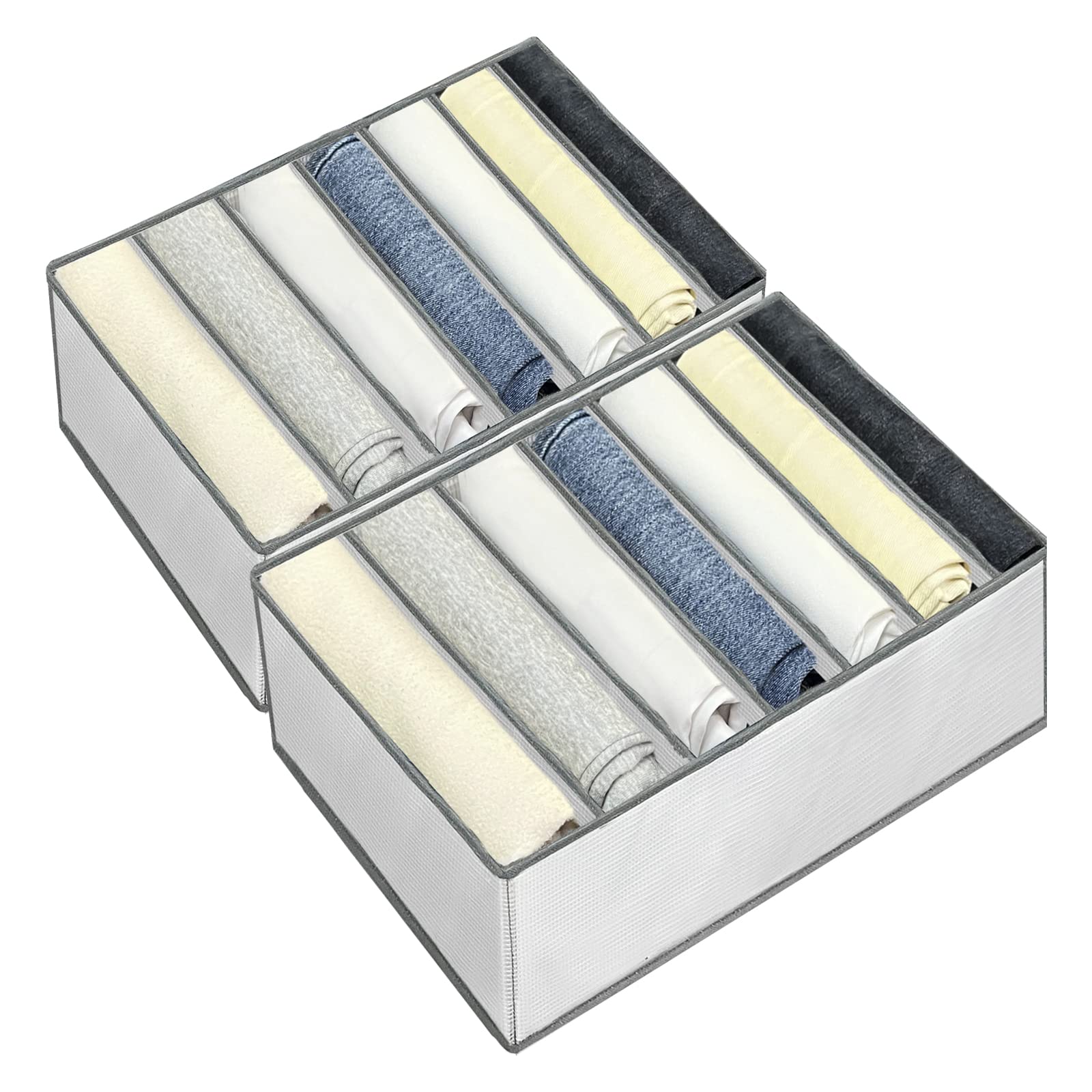 2-Pack Drawer Organizers for Clothes - Perfect for Jeans, Trousers, T-Shirts & Underwear | Space-Saving Wardrobe Storage Solution for Dressers & Closets | Ideal for Home, Office & Travel Organization
