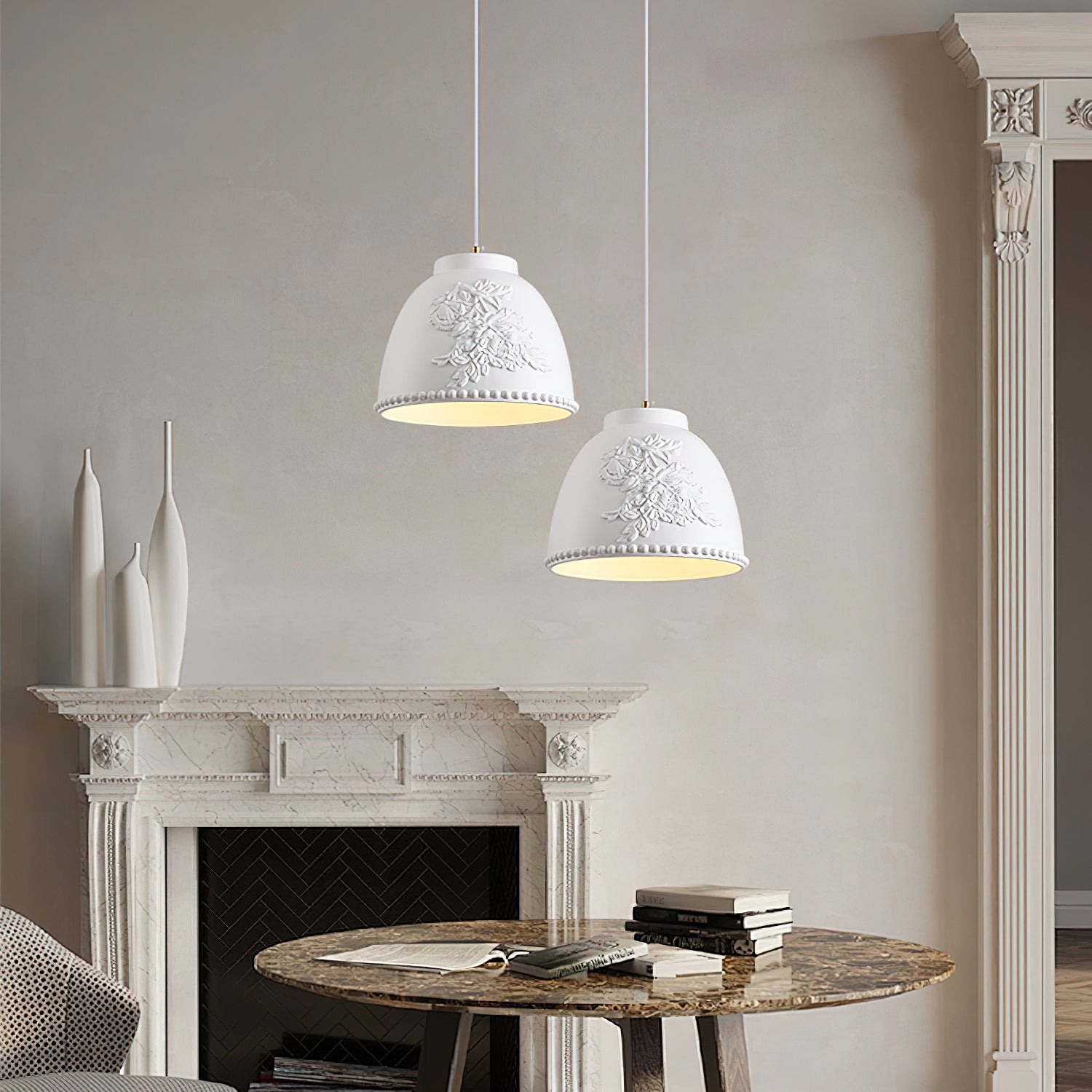 Handmade Carved Resin Pendant Light - Modern Boho Ceiling Fixture for Living Room, Bedroom & Dining Room Decor
