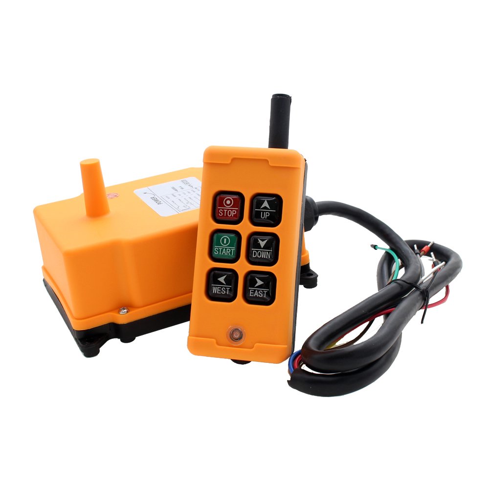 6 Key Industrial Crane Remote Control Wireless Transmitter with Push Button Switch (AC/DC 12-24V) - Perfect for Overhead Cranes, Hoists, and Material Handling Equipment