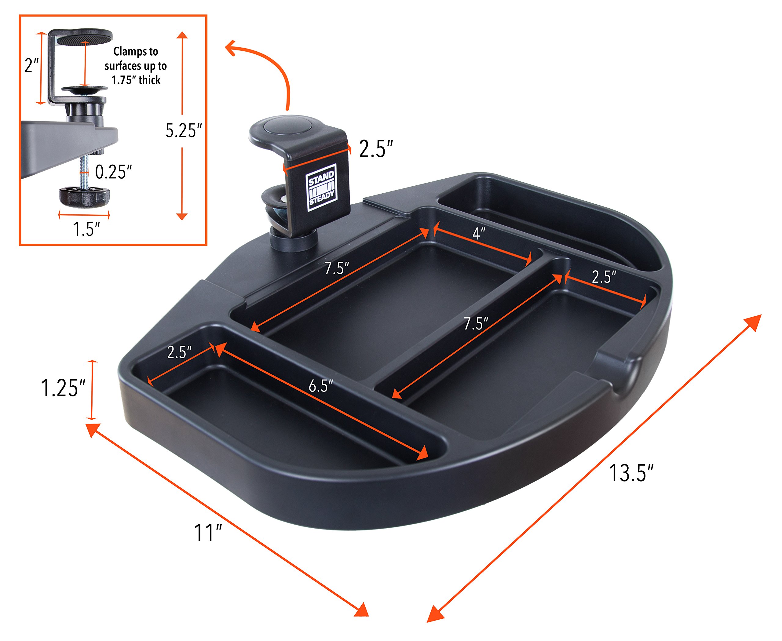 Stand Steady Desk Potato - Clamp-On Swivel Pencil Drawer & Organizer | Under Desk Storage for Pens, Pencils, Markers & Office Supplies | Perfect for Home Office, Study Desk & Workspace Organization