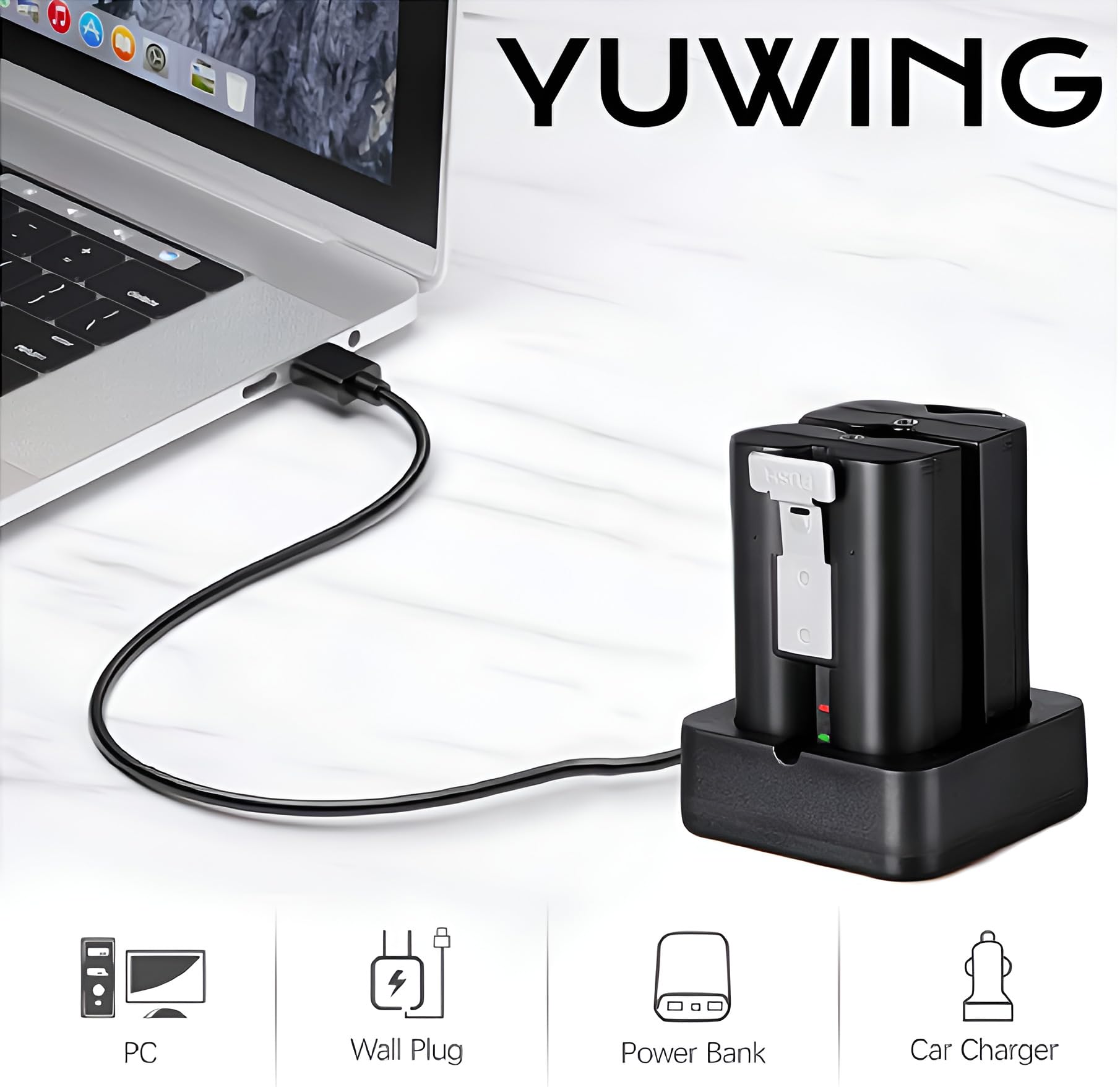 **Ring Battery Charger Dual Port - Compatible with Ring Doorbell 2/3/3+/4, Spotlight Camera, Solar Floodlight, Stick Up Cam & Endoscope Camera - Solar Power Backup for Home Security**
