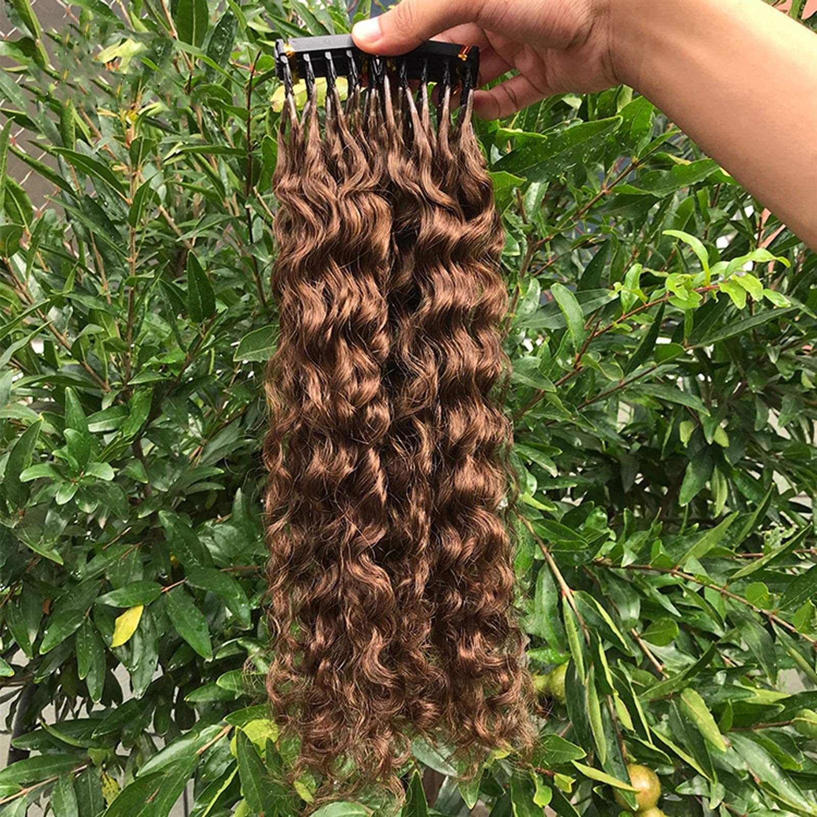 JNBXING 6D No-Trace Human Hair Extensions - 2nd Gen Invisible Seamless Feather Hair Extensions, 1 Row 5 Bundles (20 Rows) - Brown 12 Inches for Natural Volume & Styling - Perfect for Weddings, Parties & Daily Wear