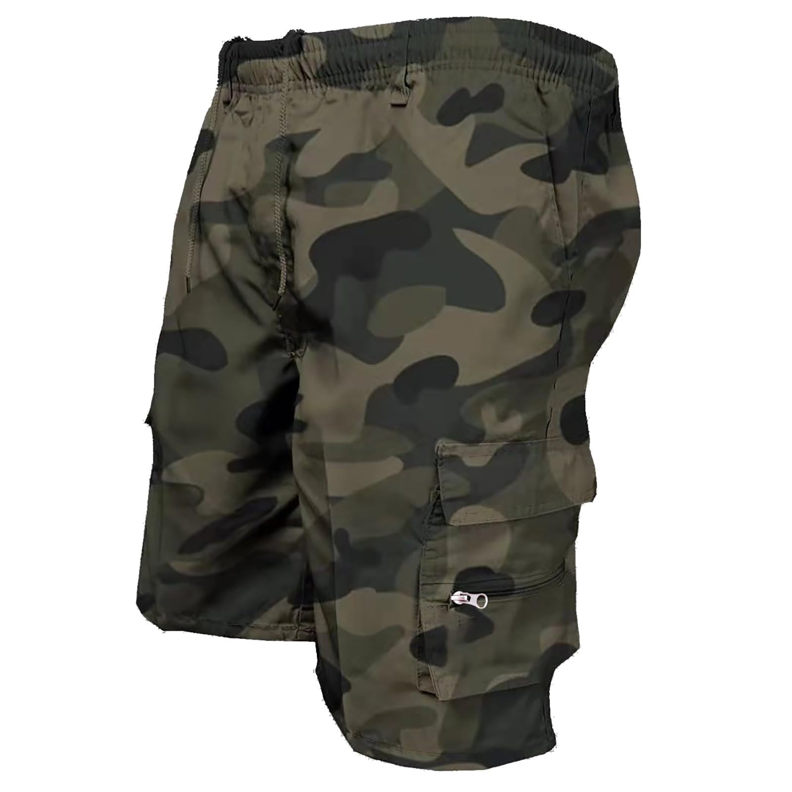 Men's Cargo Shorts - Relaxed Fit Summer Shorts with Multiple Pockets, Elastic Waist & Drawstring - Plus Size Available - Perfect for Outdoor Activities, Hiking, Travel & Casual Wear