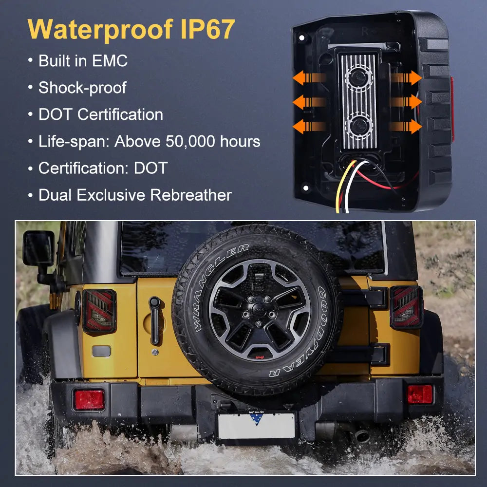LOYO® LED Tail Lights for Jeep Wrangler JK & JKU (2007-2018) - Unique S-Shaped Design | Waterproof & Durable | Perfect for Off-Roading & Night Driving