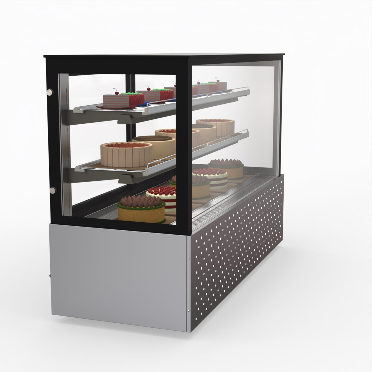 Bonvue SG180FA Commercial Refrigerated Display Case - Dual Glass Door Merchandiser for Deli, Bakery & Grocery - Perfect for Supermarkets, Convenience Stores & Cafes