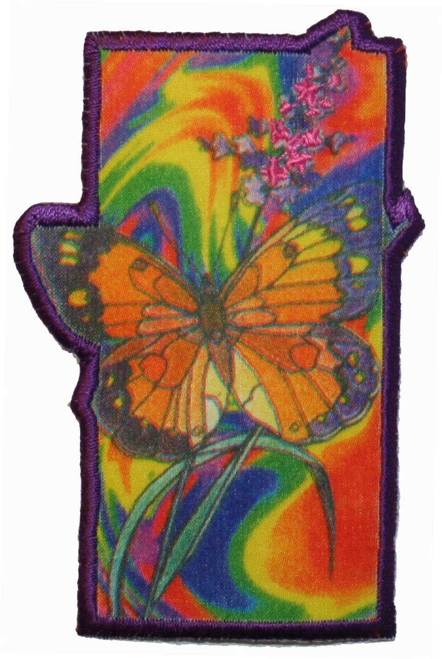 Colorful Monarch Butterfly Tie-Dye Patch - Psychedelic Hippie Embroidered Iron-On Applique for DIY Clothing, Bags & Costume Accessories