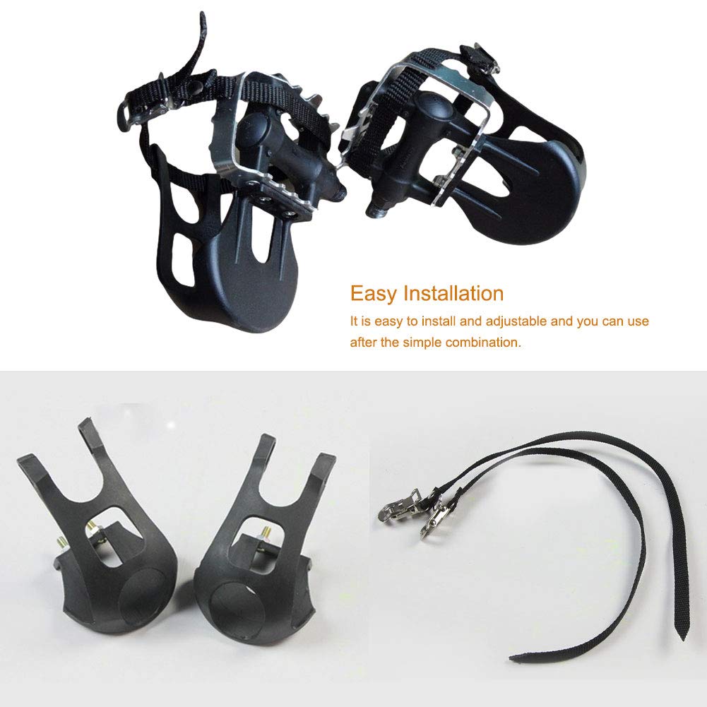 1 Pair Bike Pedals with Toe Clip & Strap - Durable Plastic Bicycle Pedals for MTB & Road Bikes - Perfect for Commuting, Training & Outdoor Cycling Adventures