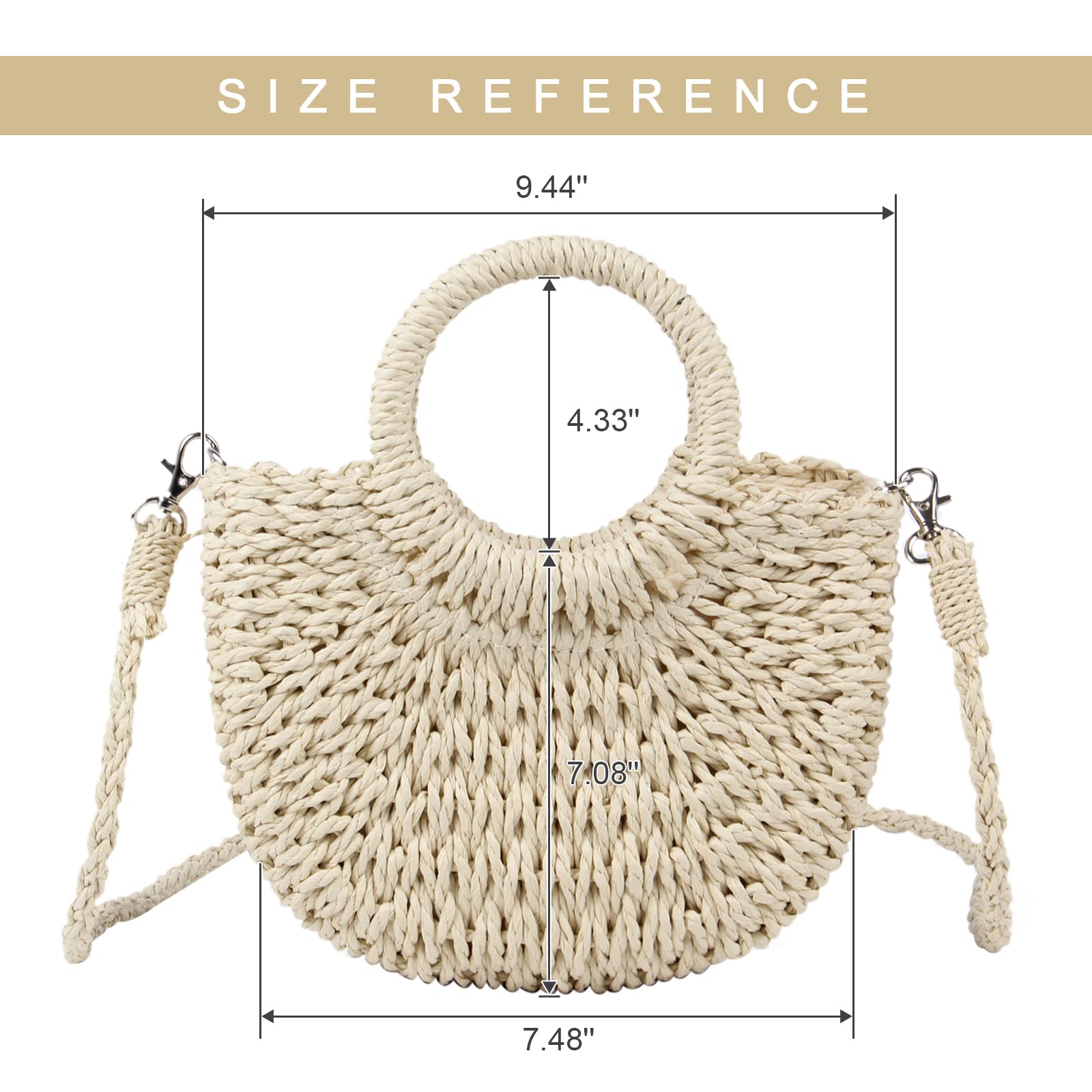 Stylish Woven Straw Tote Bag for Women - Summer Beach Crossbody Purse with Top Handle - Perfect for Vacation, Picnic, and Outdoor Activities