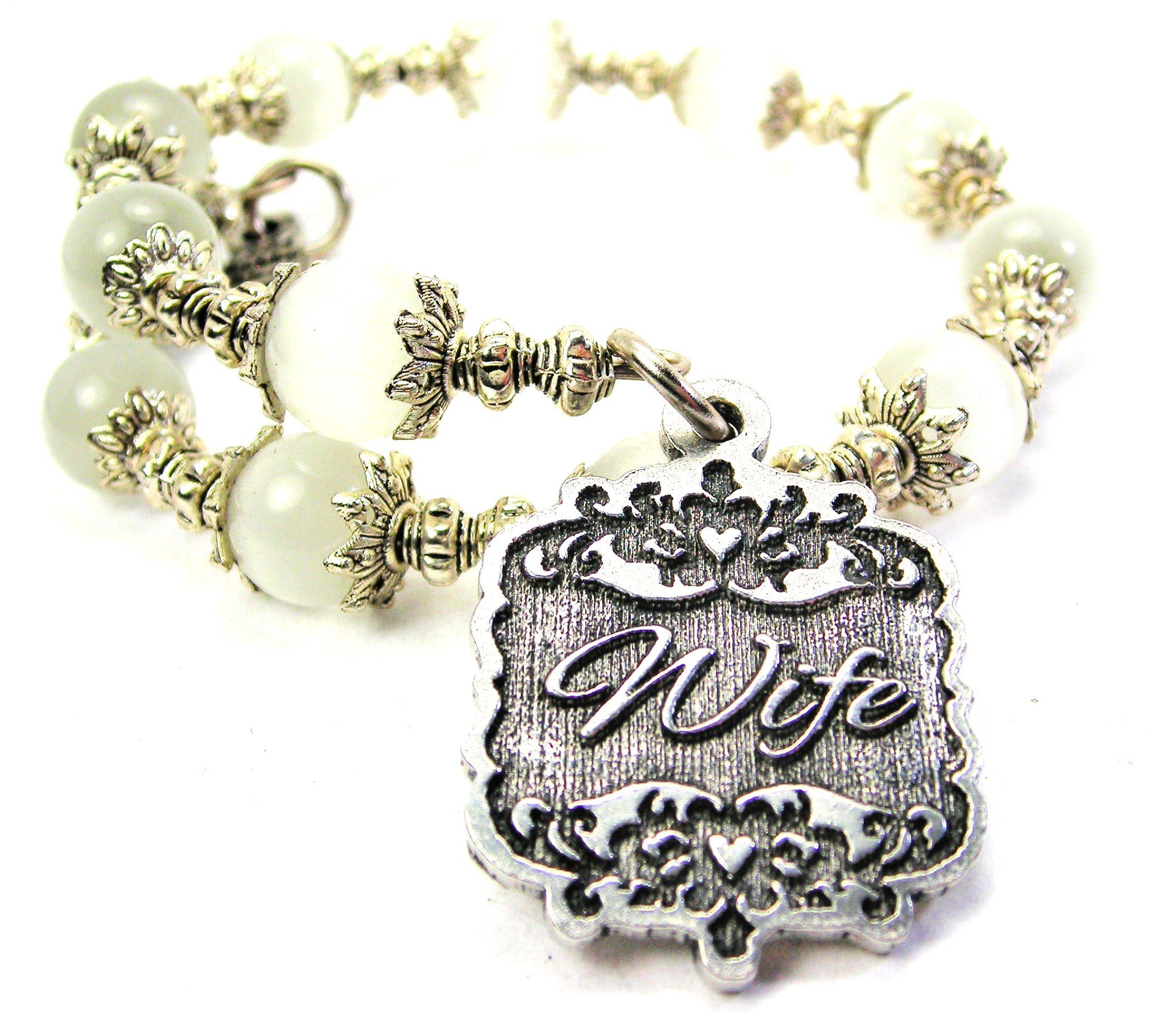 Victorian Scroll Cat's Eye Wrap Charm Bracelet for Women - Elegant White Crystal Jewelry Gift for Wife, Anniversary, Wedding, Party & Special Occasions